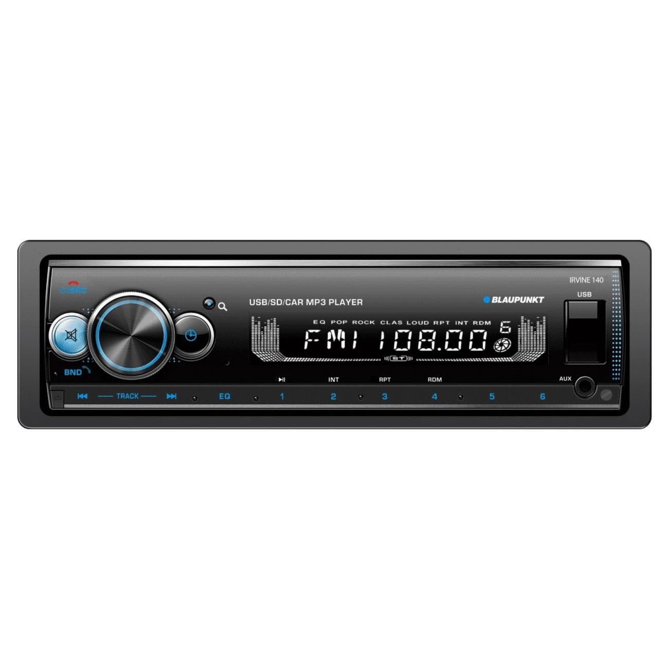 BLAUPUNKT IRVINE140 Car Audio Multi Media Player with Bluetooth and Radio Stereo Receiver 1-DIN MP3 / USB/SD/AUX