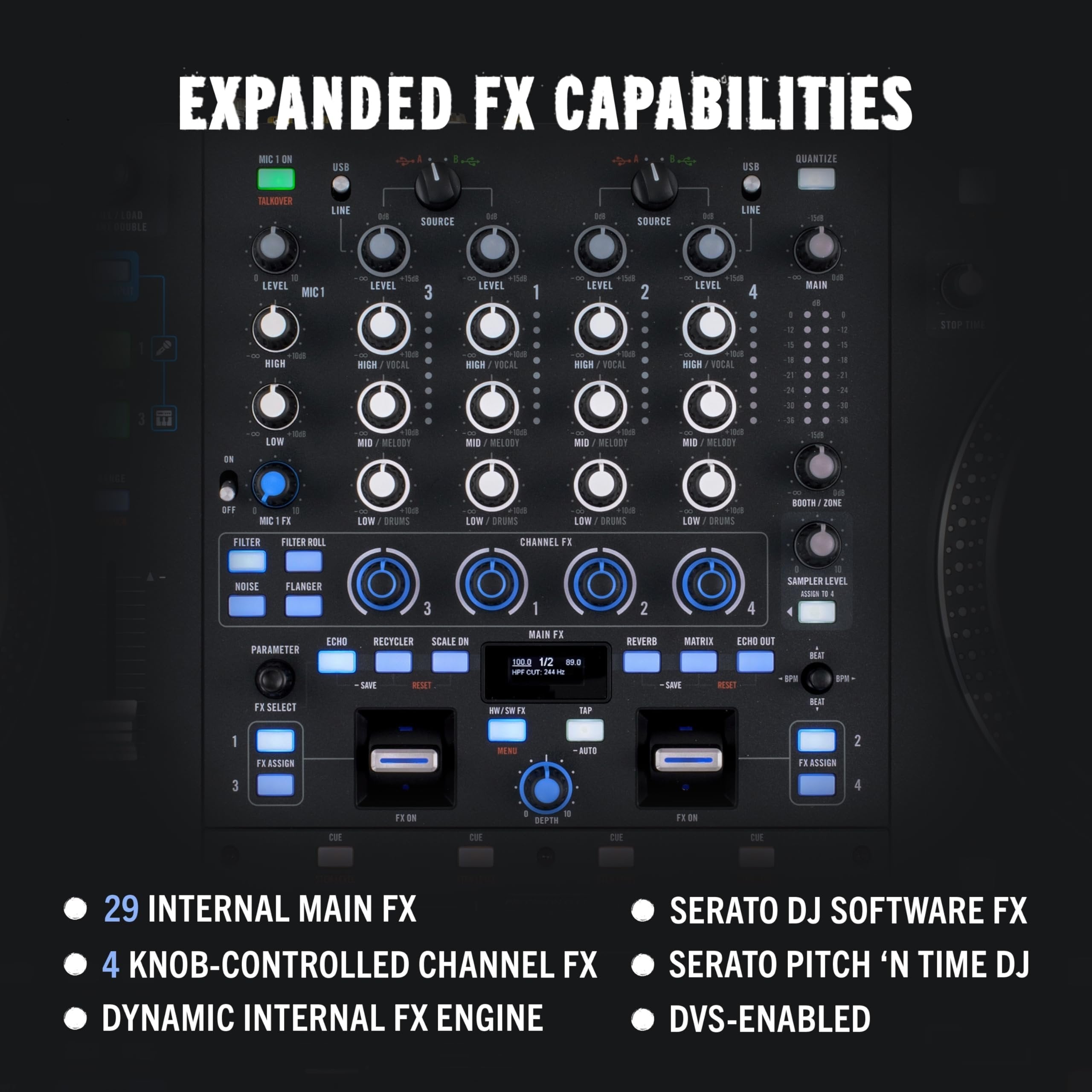 Rane PERFORMER 4-Channel Motorized DJ Controller, 7" Platters with Displays, Precision Feel Faders, Stem Split, Advanced FX, Serato DJ Pro Included