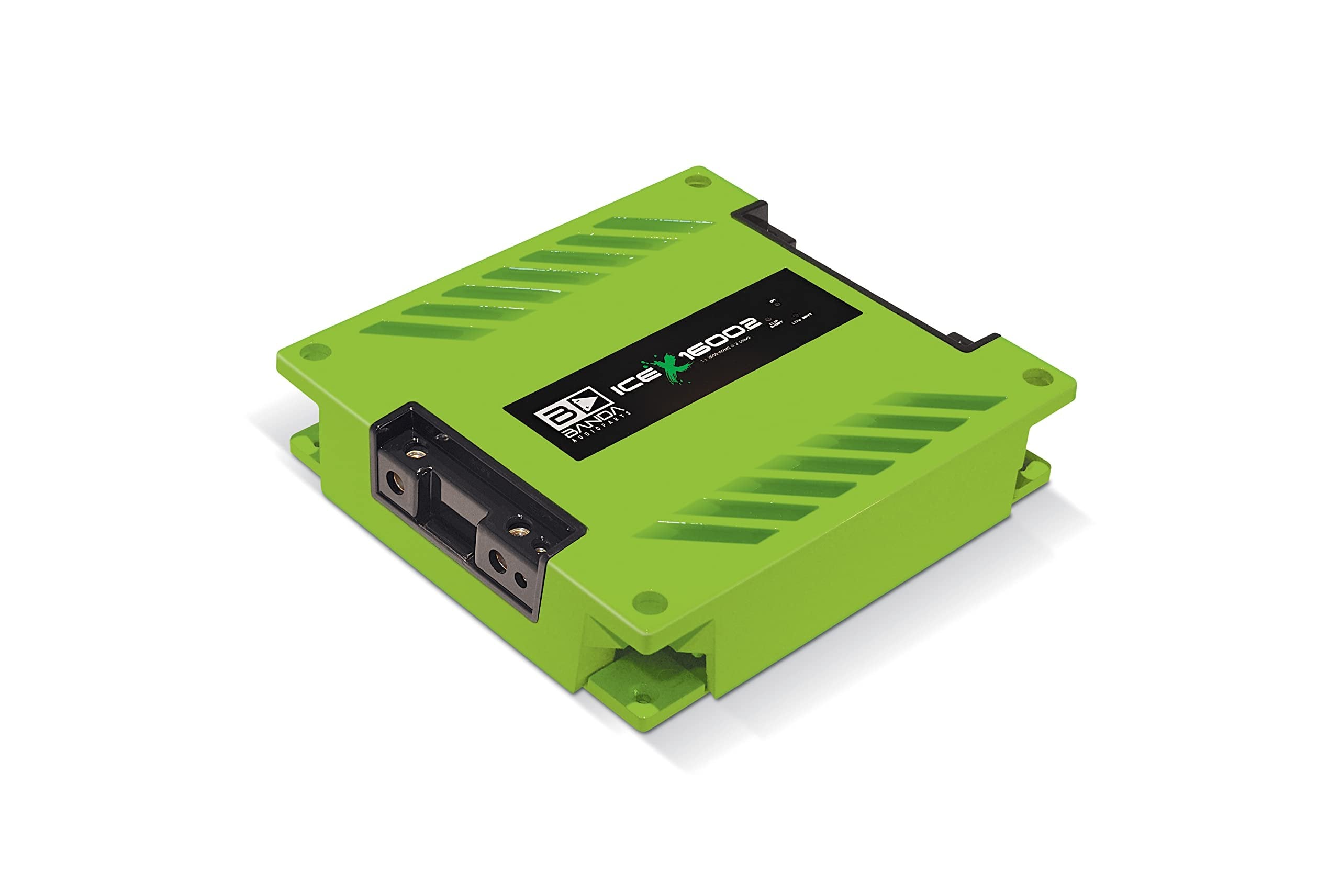 1-Ch. Vehicle Audio Bass Amplifier - 1900W High-Powered Mono Bass Amp w/Subsonic Filter and Low Pass Filter Stable at 2 ohms, LED Indicators, Sound Specialization, Green - BANDA ICEX1600.2GREEN