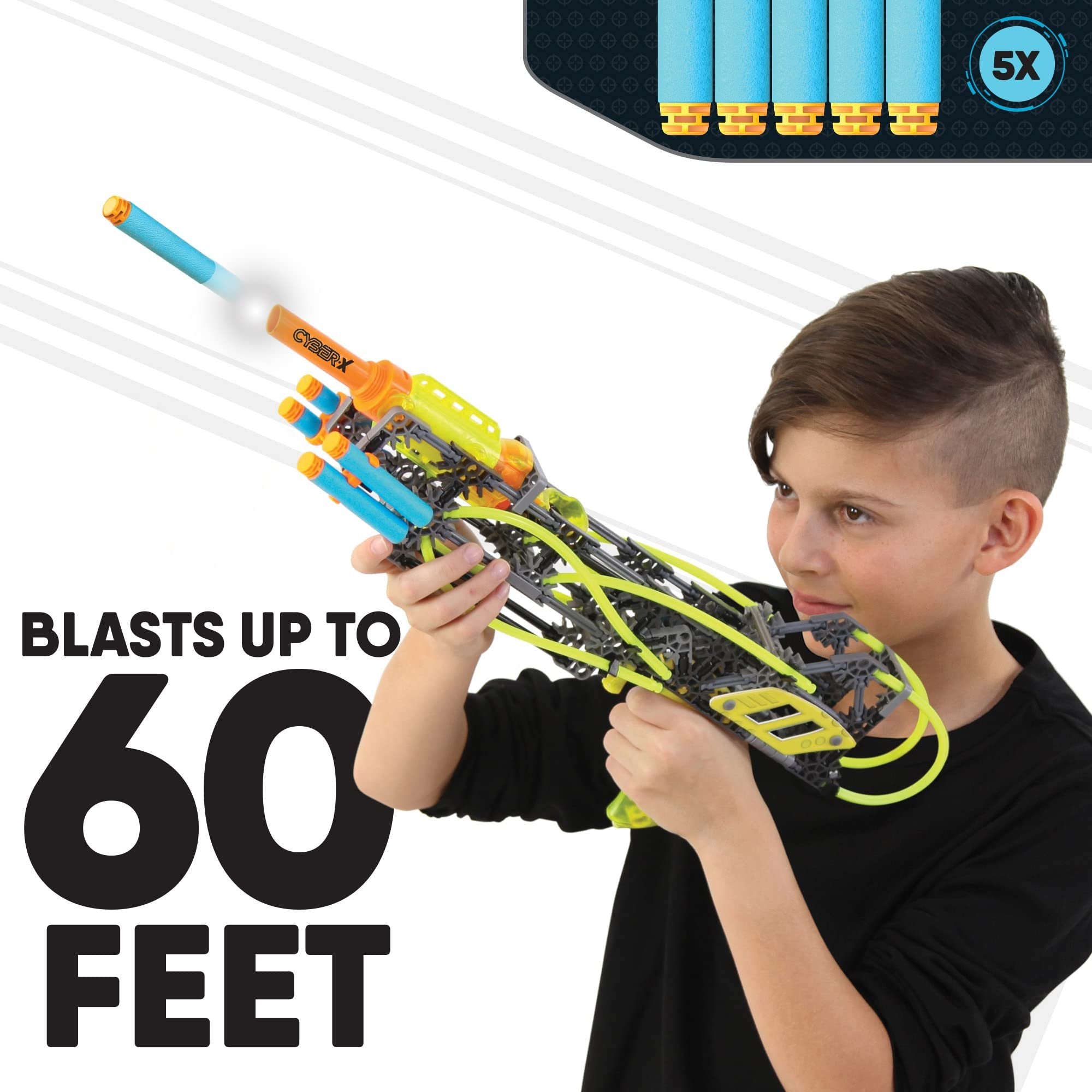 K'NEX Cyber-X C5 Neostrike - Blasts up to 60 ft - 176 Pieces, 4 Builds, Targets, 5 Darts - Great Gift Kids 8+