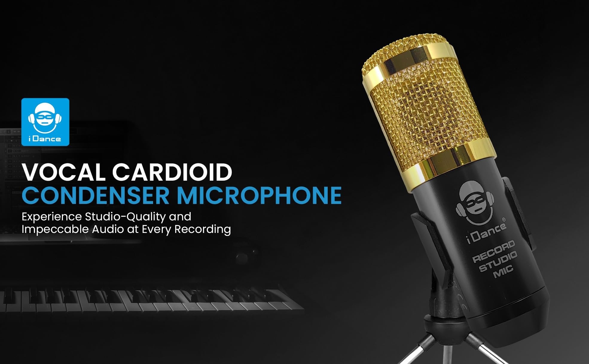 iDance Professional Vocal Transducer Condenser Microphone, Plug & Play Studio Recording Microphone for PC Computer, Gaming, Podcast, Broadcast Streaming, and YouTube, Multipurpose USB Condenser