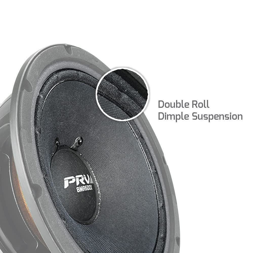 PRV AUDIO 8 Inch Midrange Speaker 8MR600X, 600 Watts Program Power, 8 Ohm, 2 in Dual Layer Voice Coil, 300 Watts RMS Pro Audio Speaker (Single)