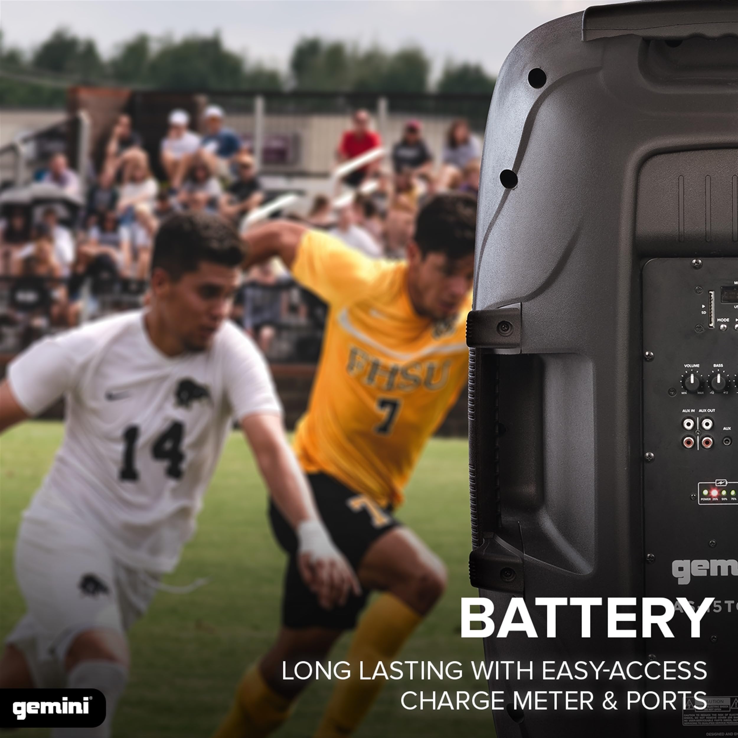 Gemini Sound AS-15TOGO: 2000W Portable Battery-Powered PA with Wheels, Bluetooth, Echo Effect, USB/SD Playback