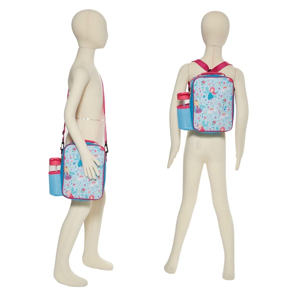 Rainbow Fairies 3-In-1 Convertible Lunch Box and Water Bottle Set, Soft Insulated Lunch Bag with Water Bottle for Girls