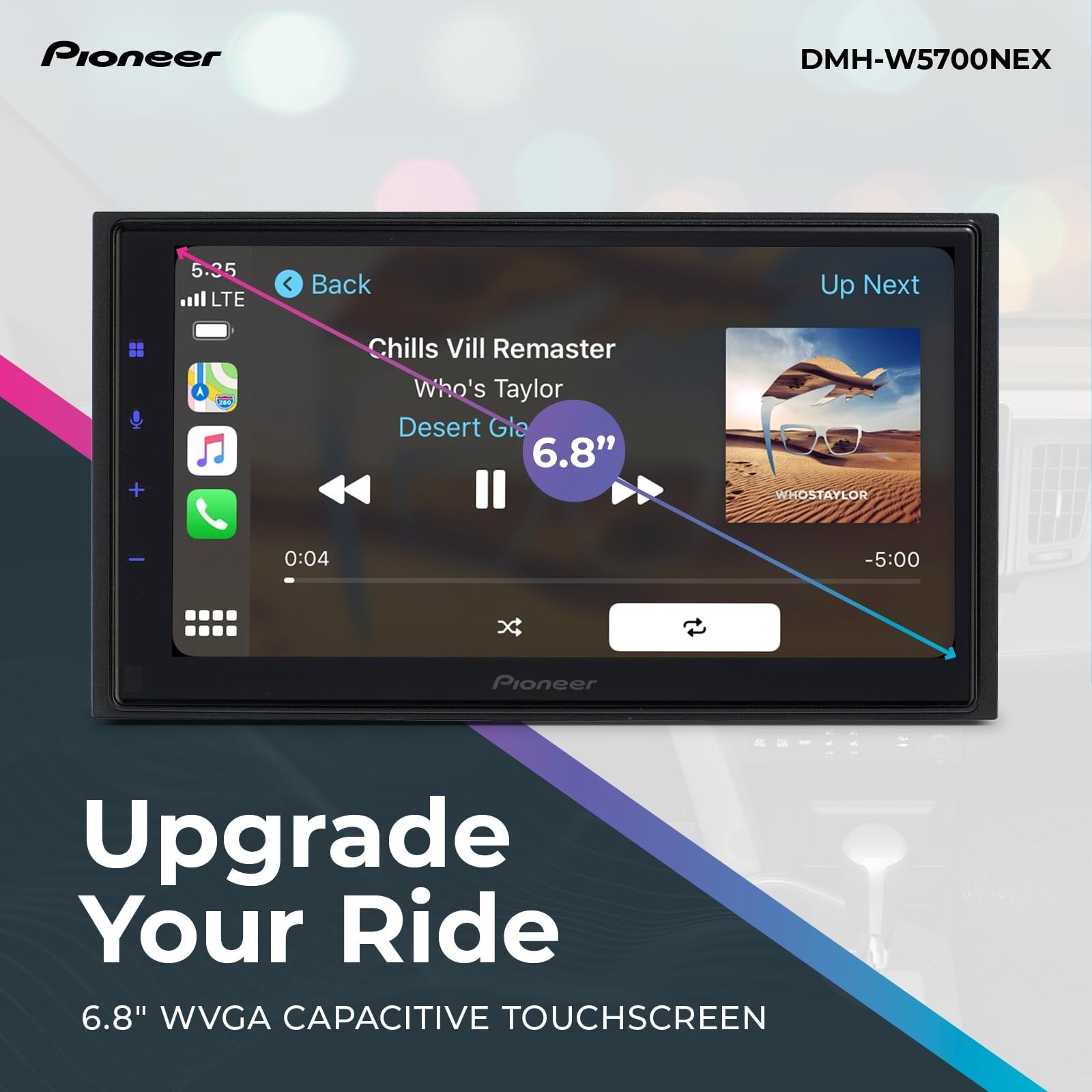 Pioneer DMH-WC5700NEX 6.8” Multimedia Digital Media Receiver with Wireless Apple CarPlay and Android Auto, Built-In Bluetooth, WiFi and Amazon Alexa, Modular Design, Capacitive Touchscreen