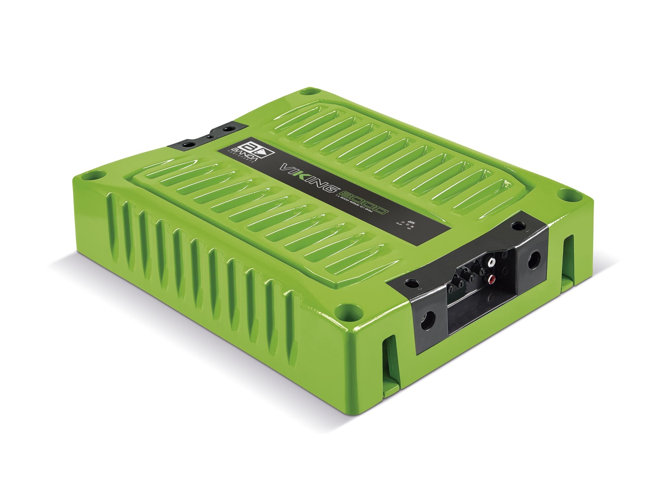 Banda VIK8000.1GREEN New Viking 8000 Watts Rms Amplifier Audio Car Speaker 1-Ohm Full Range Crafted with Aluminum Chassis, LED Indicators - Green