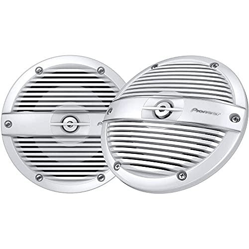 PIONEER CAR TSME650FC 6-1/2 inch 2-Way Marine Speakers (Pair) 200-Watt Max Power, IPX7 Rated, White Classic Grille Design