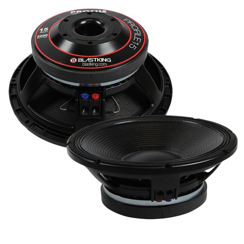 BLASTKING PROFILE15 Woofer 15-inch 2000 Watts Max Power 1000 Watts RMS 4” Voice Coil 8 Ohm High Output Low Frequency Woofers Midranges Tweeters Forced Air Ventilation