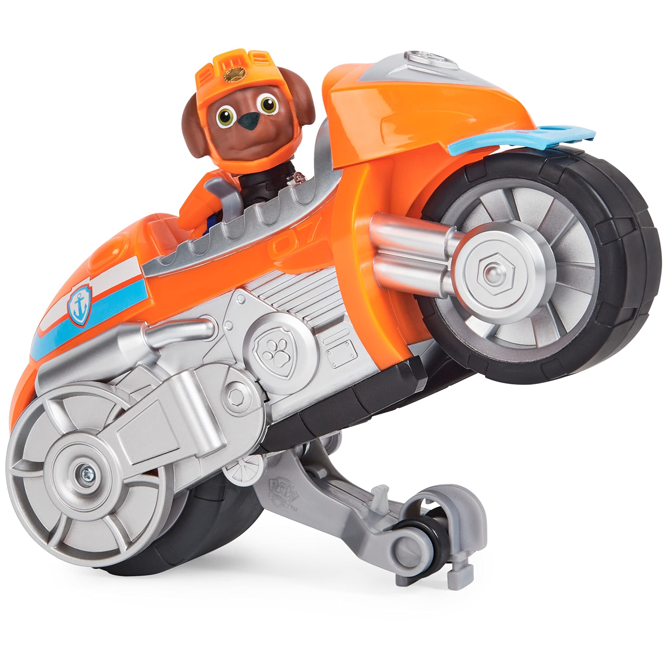 Paw Patrol, Moto Pups Zuma’s Deluxe Pull Back Motorcycle Vehicle with Wheelie Feature and Toy Figure