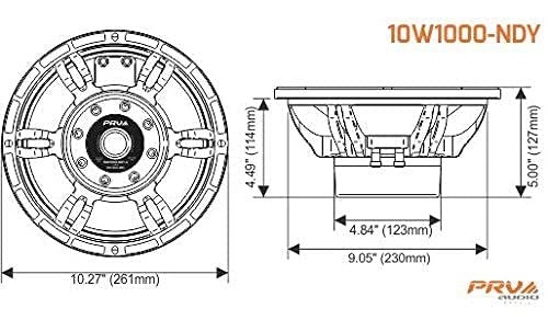 PRV AUDIO 10 Inch Woofer Speaker 10W1000-NDY 1000 Watts Program Power, 8 Ohms, 3 in Voice Coil, 500 Watts RMS, Unique Sound Reproduction Midbass Woofer Driver (Single)