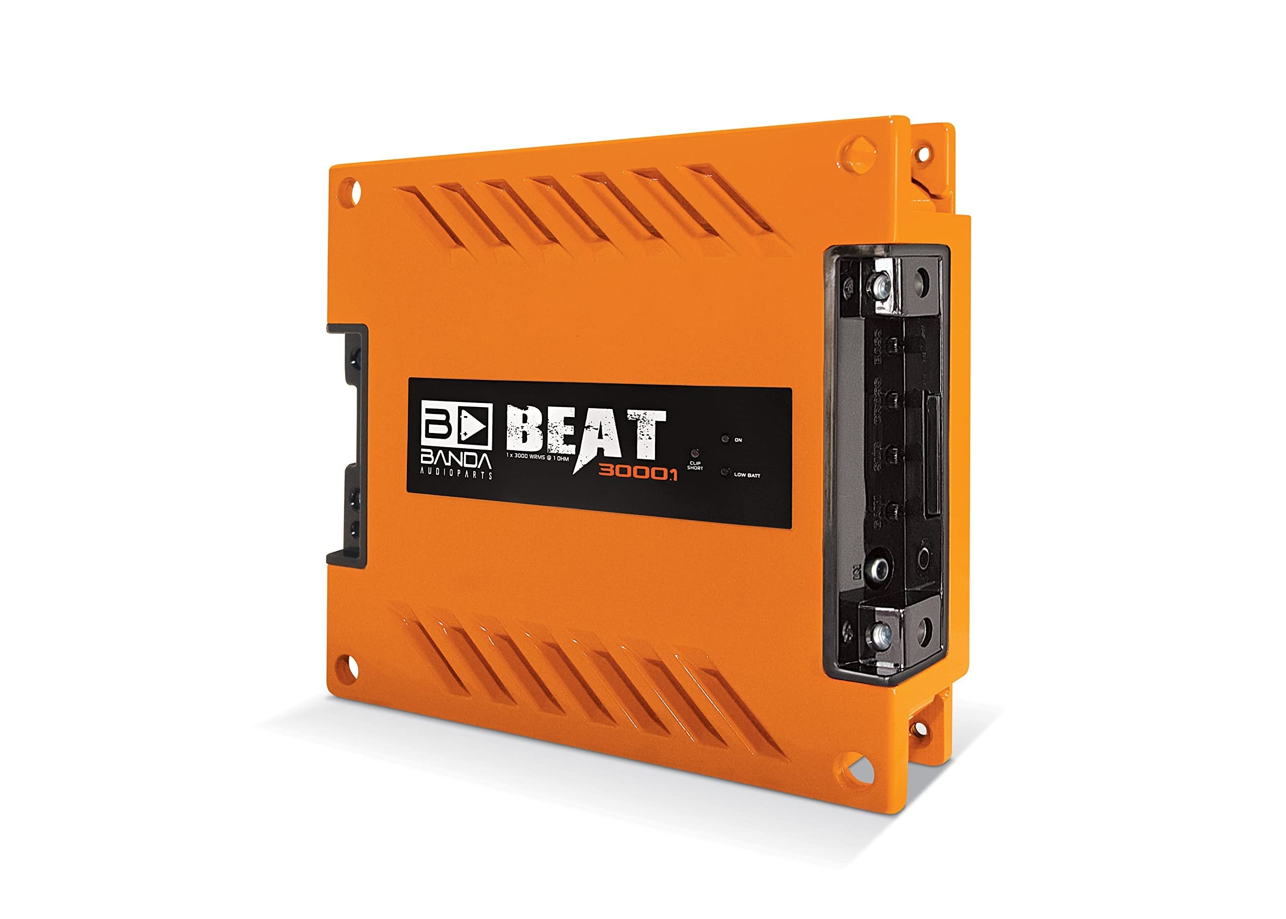 1-Ch. Vehicle Audio Bass Amplifier - 3000W High-Powered Mono Bass Amplifier w/Subsonic Filter & Low Pass Filter Stable at 1 ohm, LED Indicators, Sound Specialization, Orange - BEAT3000.1ORANGE