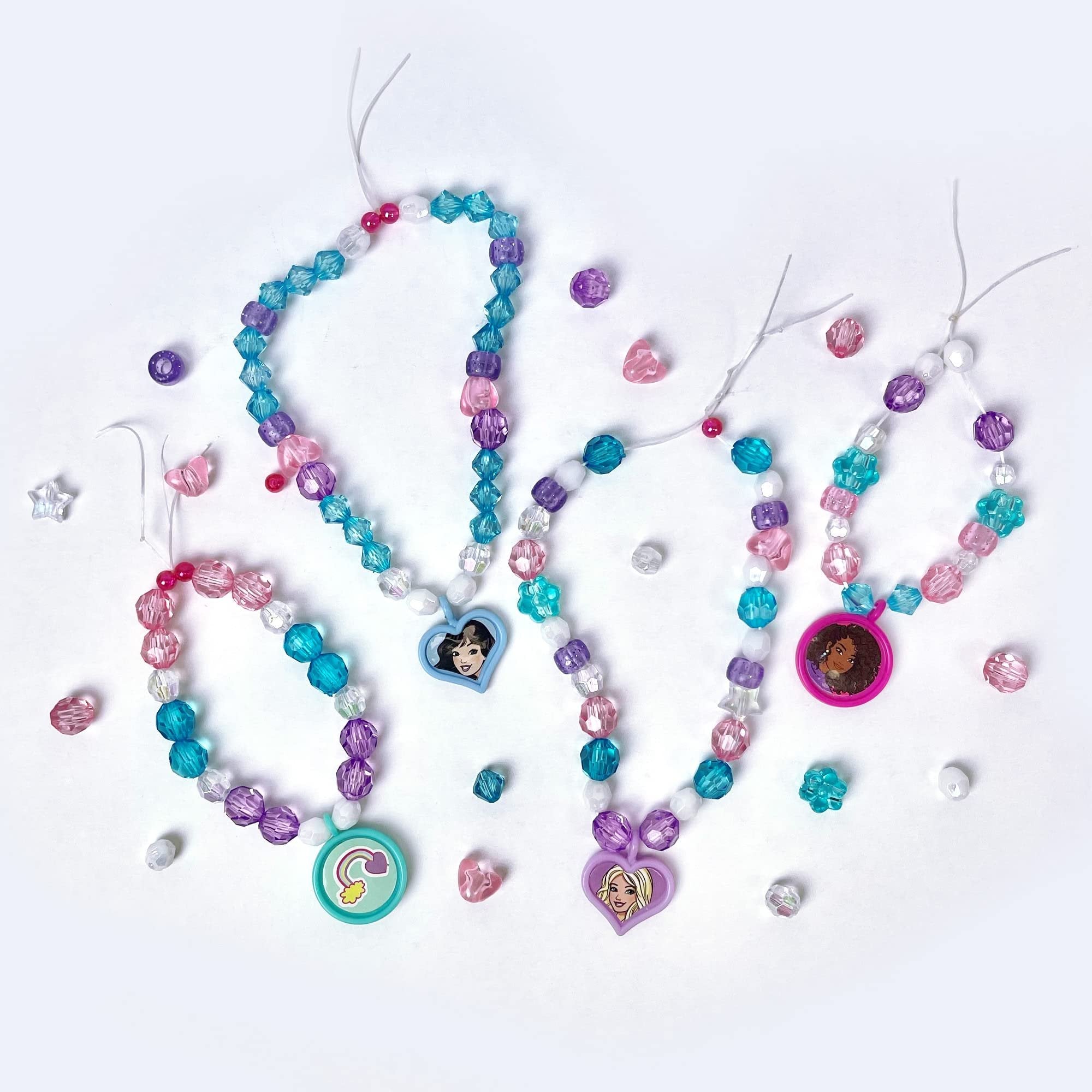 Barbie Crystal Jewelry Set - Sparkling Creations for Kids', Jewelry Making Kit, Bracelets, Necklaces, and More, Ages 3 and Up