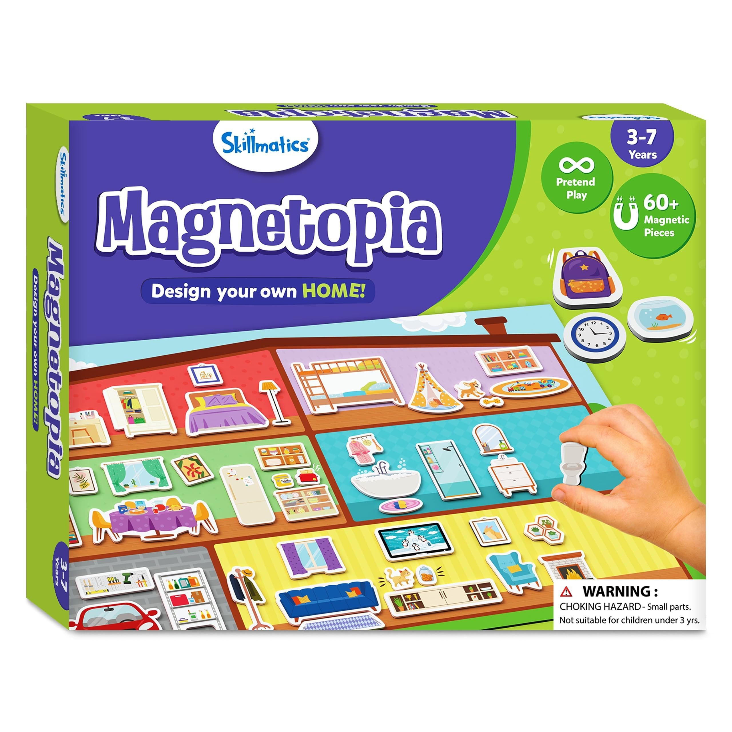 Skillmatics Creative Toy Magnetopia - Design Your Home, Interactive Pretend Play Set for Kids, Toddlers, 60+ Magnetic Pieces, Preschool Learning Game, Gifts for Girls & Boys Ages 3, 4, 5, 6, 7