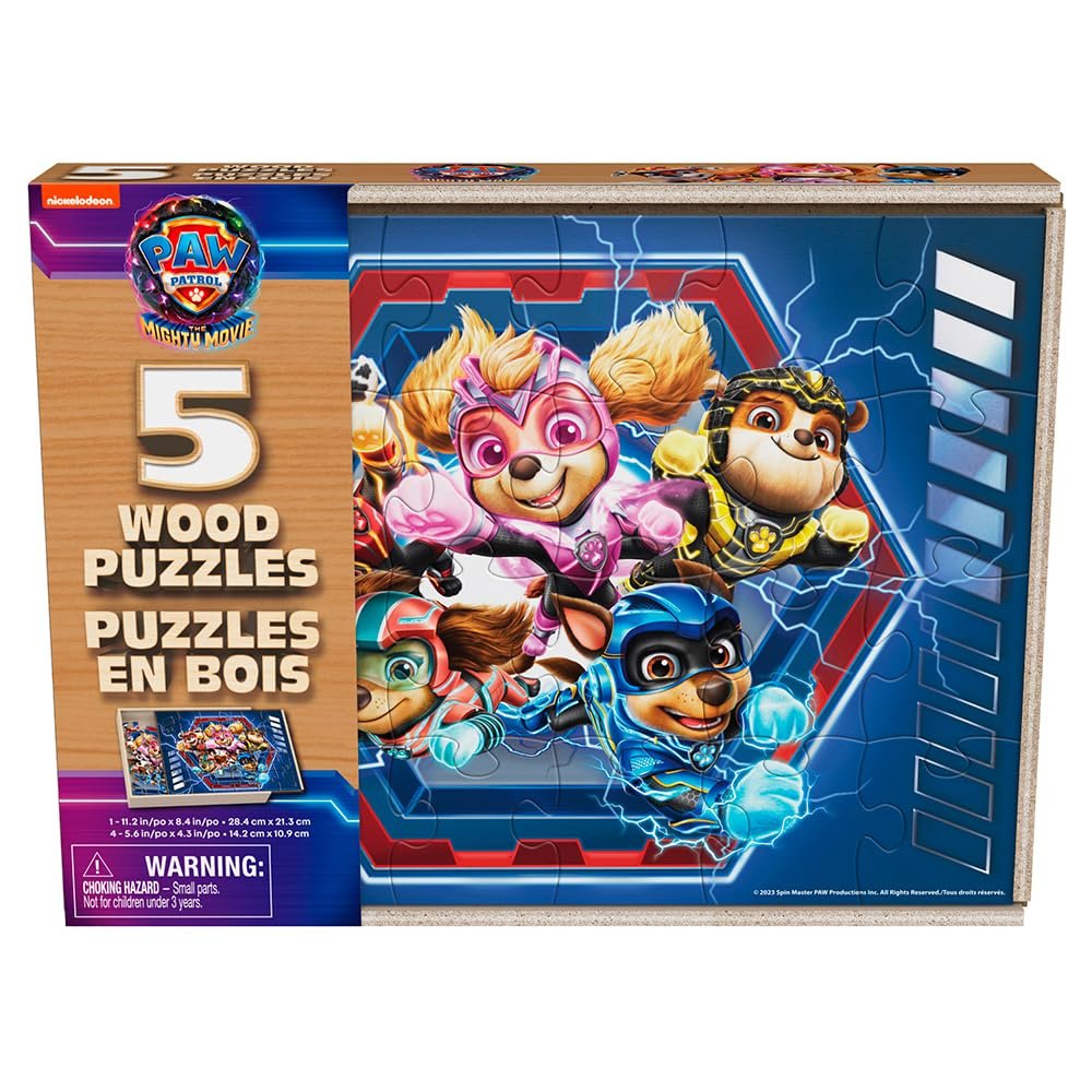 Paw Patrol 5-Pack Wood Puzzle - Join Chase, Marshall, and The Gang in Adventure