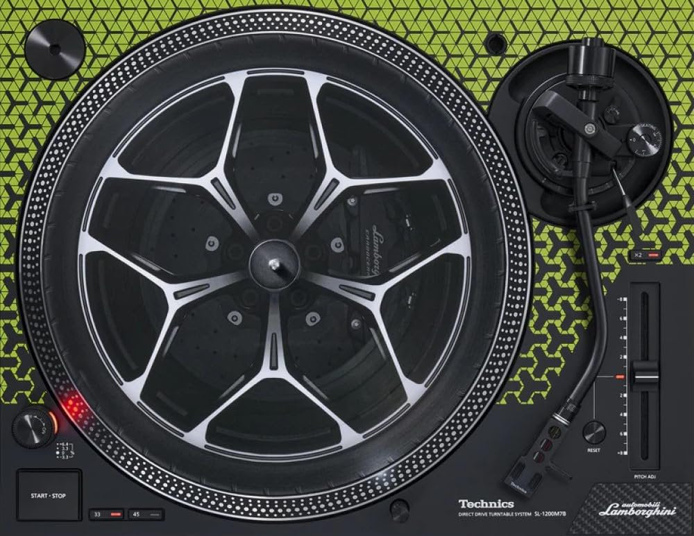 Technics SL1200M7BPG DJ Turntable Lamborghini Coreless Direct Drive Motor Achieving Stable Rotation Torque Brake Speed Adjustment Reverse Play Function Black/Green