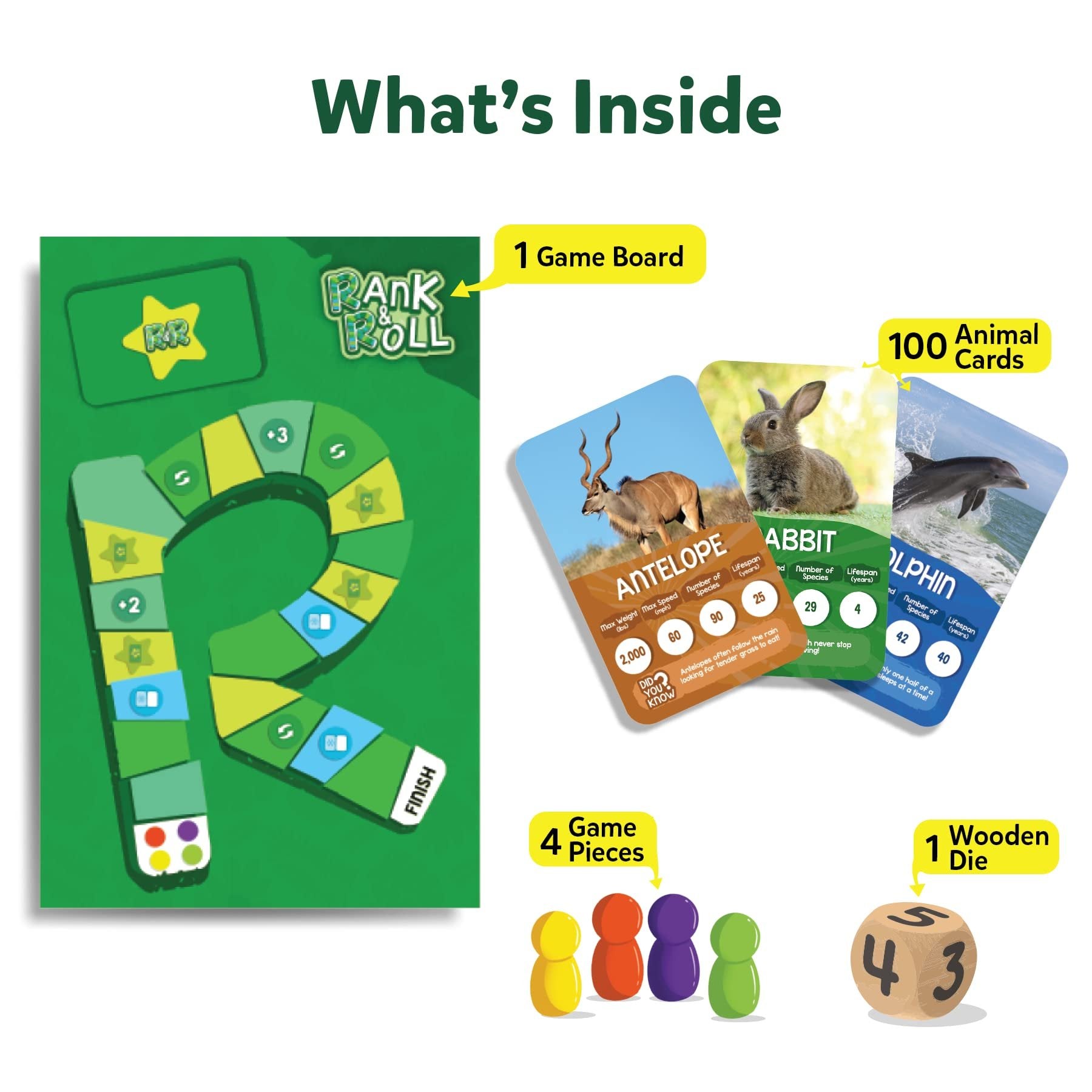 Skillmatics Trump Card & Board Game - Rank & Roll Animals, Memory Strategy Game, Gifts for Kids, Teens & Adults