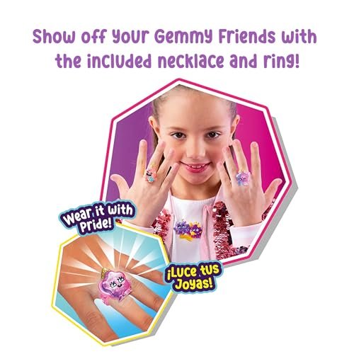 Pinky Promise Gemmy Friends Pretend Play Pack with 8 Surprise Characters — Create Your Own Princess Jewelry Toy — 80 Different Gems to Collect and Wear — Gift Kids and Girls for Ages 4, 5, 6, or 7