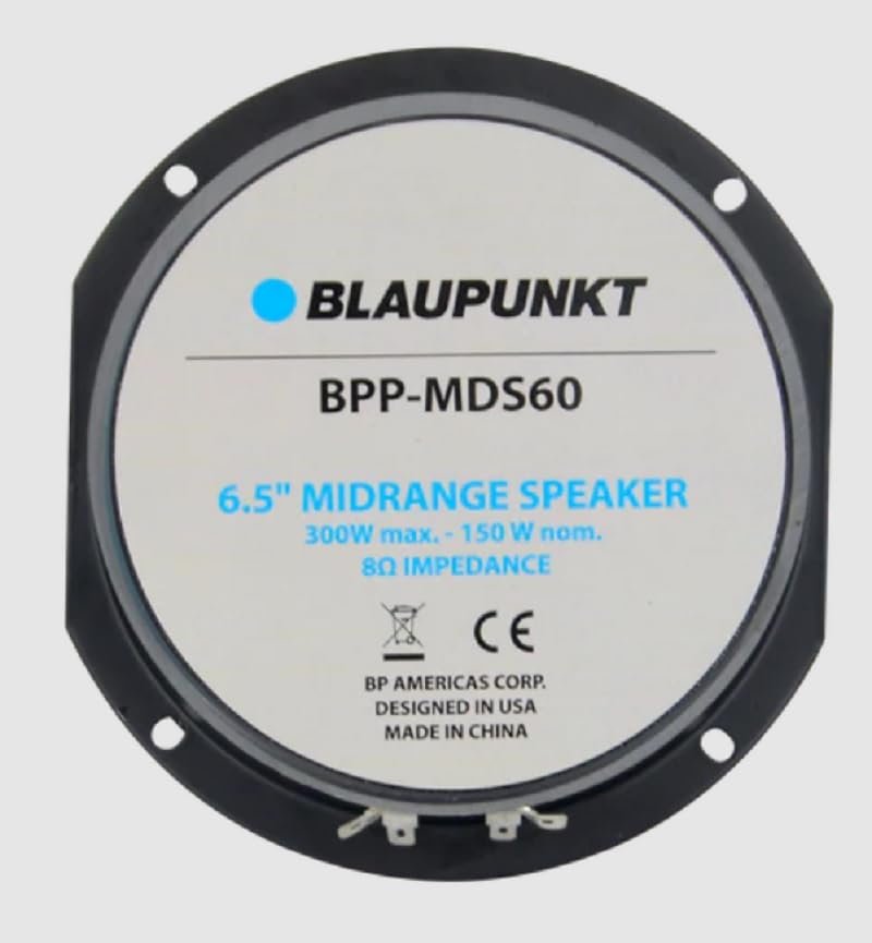 BLAUPUNKT BPP-MDS60 6.5-inch Sealed-Back Midrange Speaker 150 Wrms 300 Watts Peak 8-Ohm 1.5-inch Voice Coil Car Audio Surround System Cloth Surround for Durability