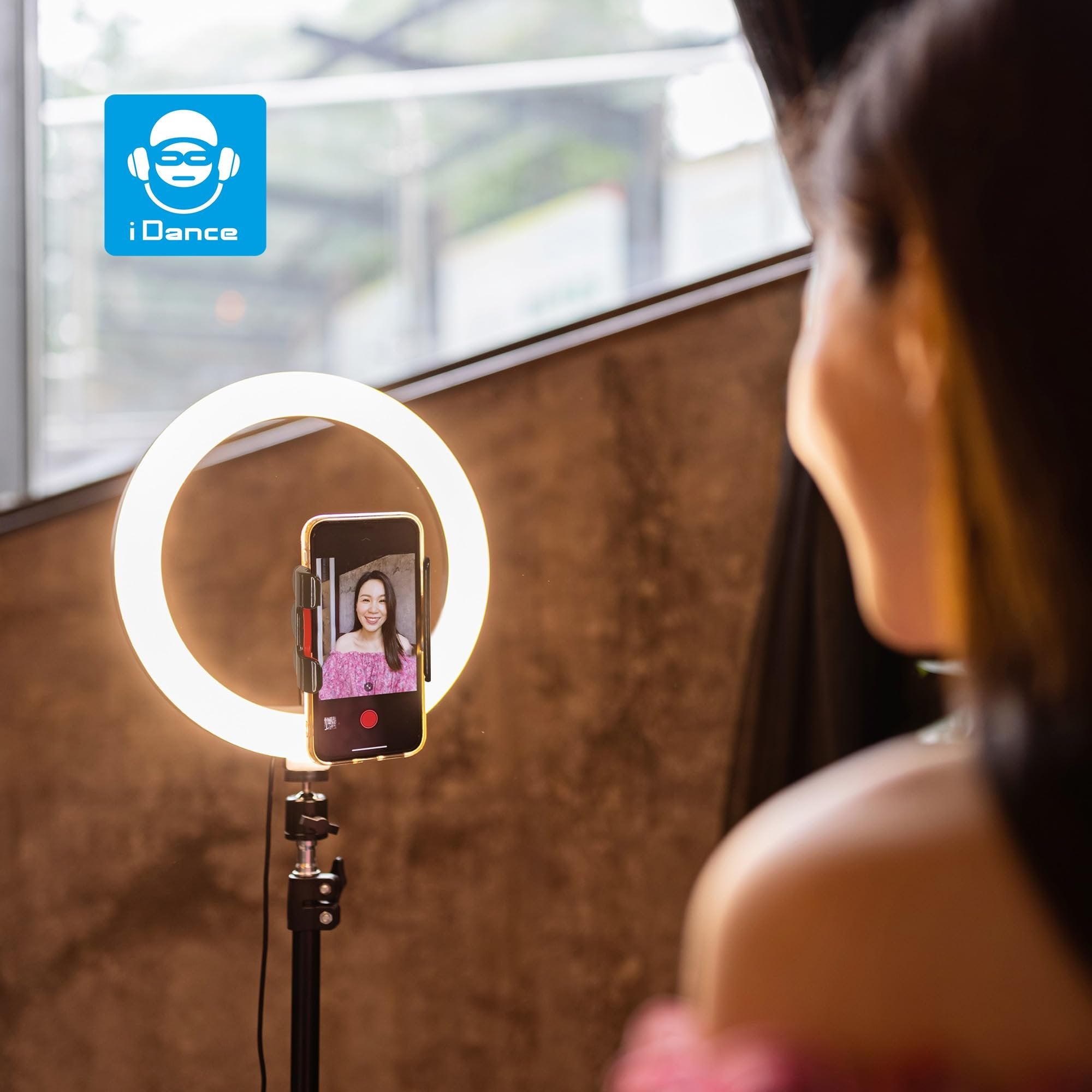 iDance LED Ring Light with Cell Phone Holder, 14", USB Powered with Bluetooth Remote Control and Foldable Adjustable Tripod Stand, Selfie, Makeup Ring Light with Universal iPad Mini Holder