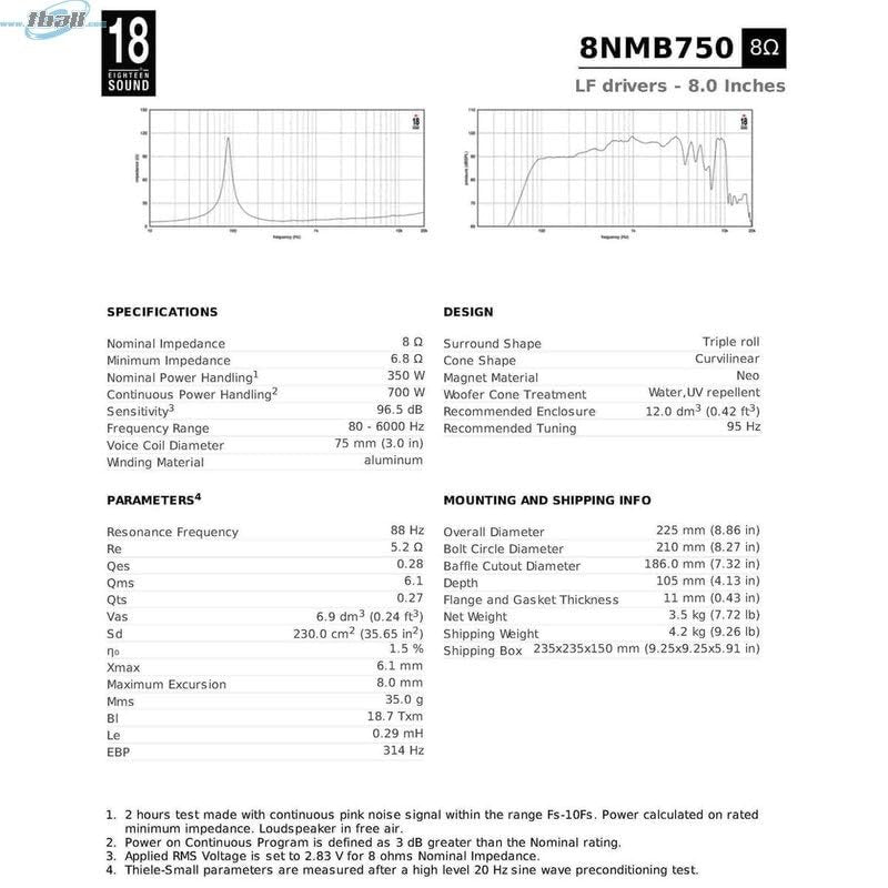 Eighteen Sound 8NMB750-8 18 Sound 8 Mid Bass Neo 700w