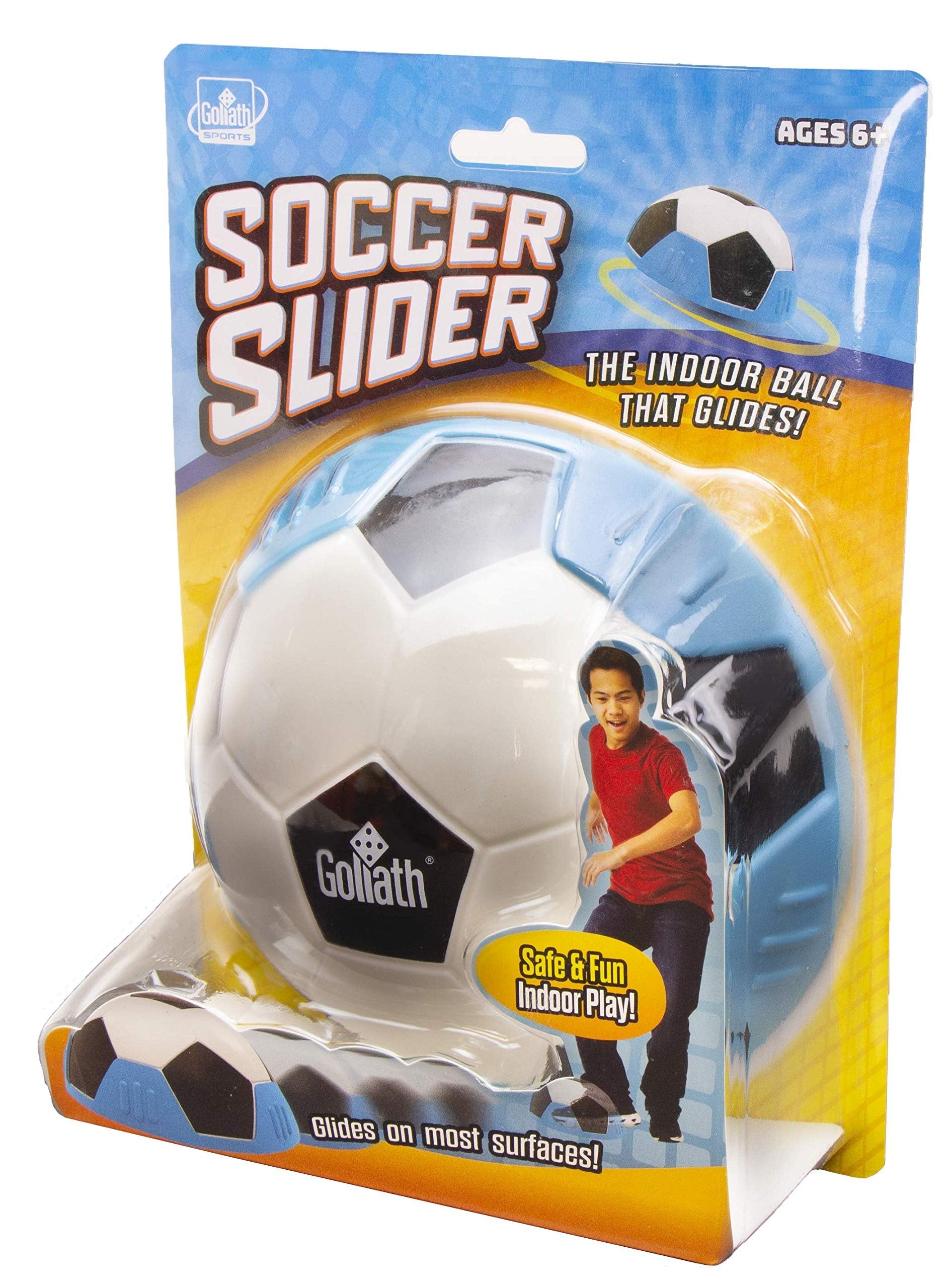 Goliath Sports Soccer Slider Soft Soccer Ball Shaped Foam Slider Effortlessly Glides Over Smooth Surfaces - for Indoor Game Play, Blue