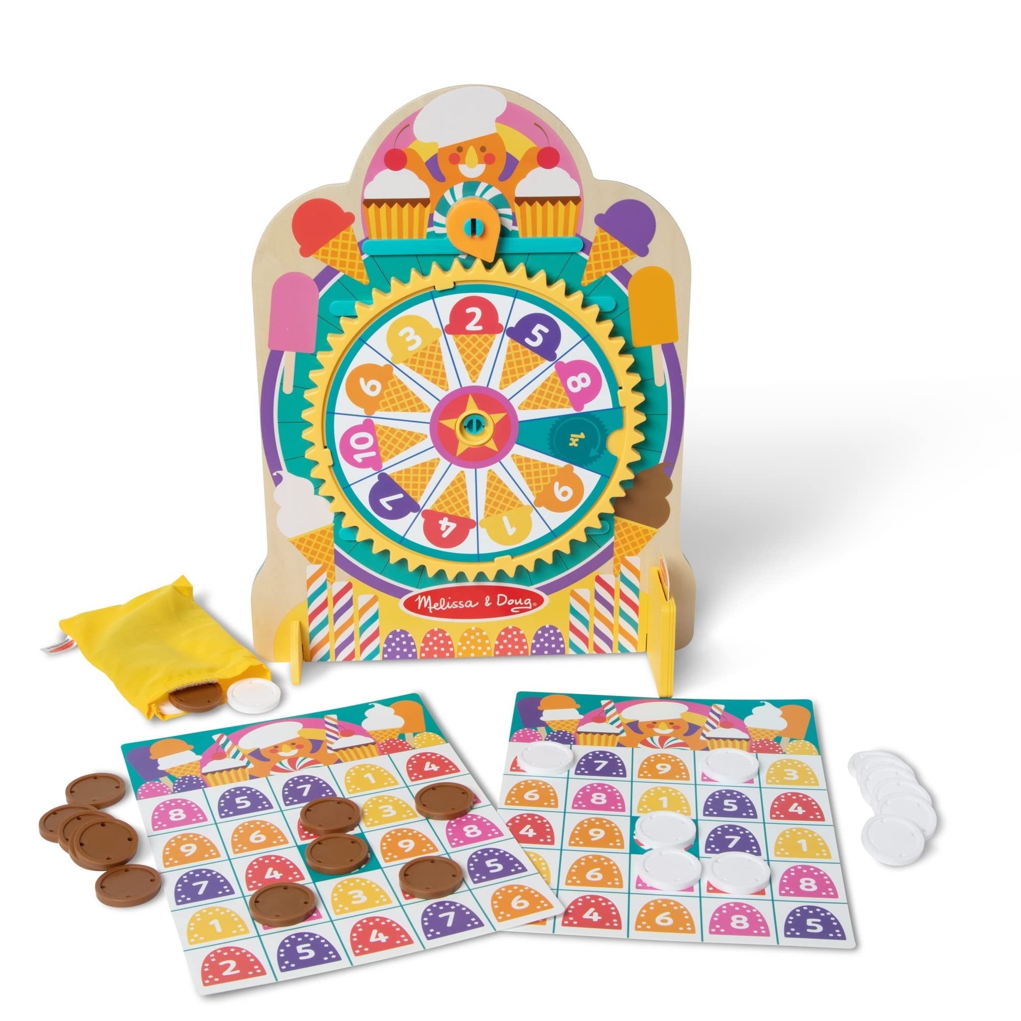 Melissa & Doug Double-Sided Roulette and Plinko Board Games, Wood Multicolor