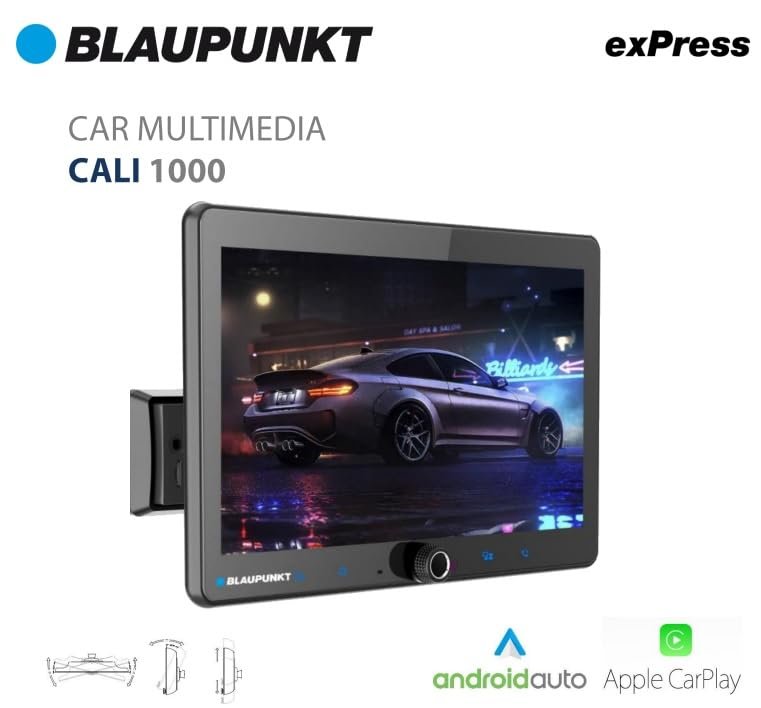 BLAUPUNKT CALI1000 10.1-inch Car Multimedia QLED 2.5D Touch Screen Panel Quad Core 2.0GHz Processor Supports Apple CarPlay Android Built-in WiFi Bluetooth GPS Navigation Capabilities
