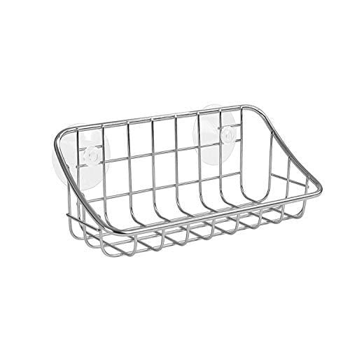 Spectrum Diversified Grid Suction Sink Organizer, Sponge & Dish Brush Holder Dishwashing Supply Storage & Organization, Soap Holder & Dish Sponge Storage, Stainless Steel