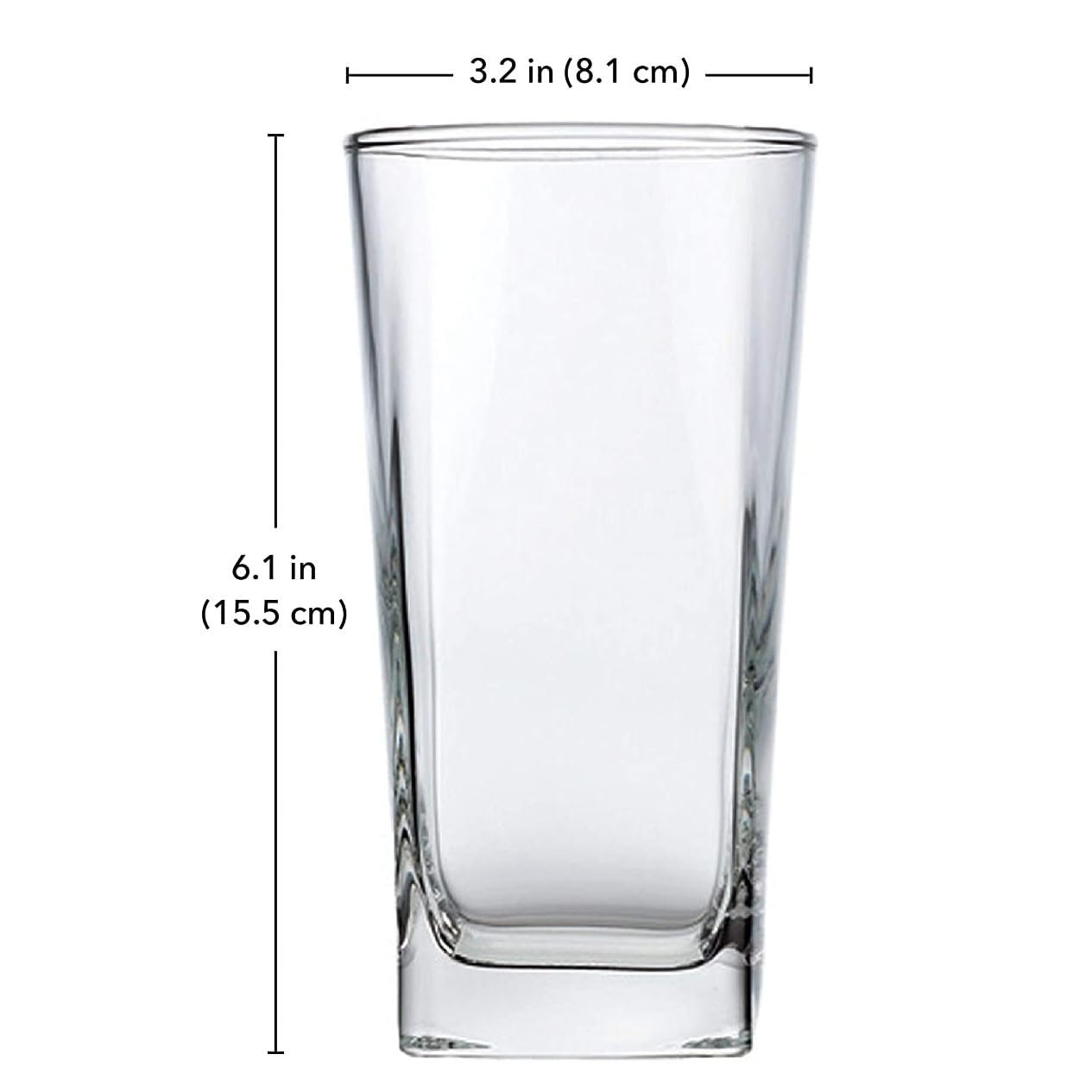 Home Essentials & Beyond Highball Glasses 16 Oz. Set of 4 Tall Square Glass Cups Premium Quality Beverage Cooler Glassware. Uses for Bar Glasses, Water, Juice, and Cocktails.
