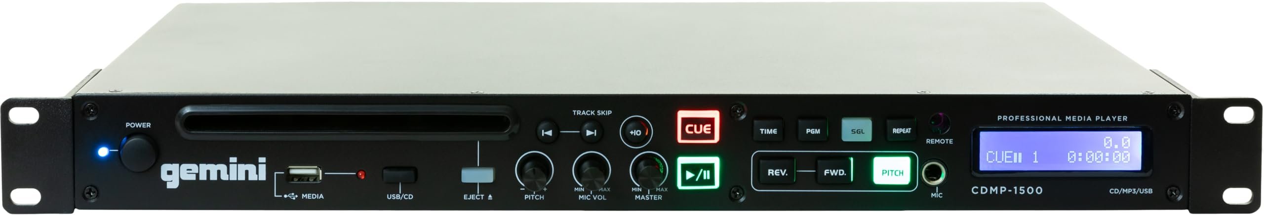 Gemini Sound CDMP-1500 19 Inch Professional/Home Anti Shock Audio Rackmount Single Disc Drive Mountable CD MP3 USB Media Music Player System Input with Remote