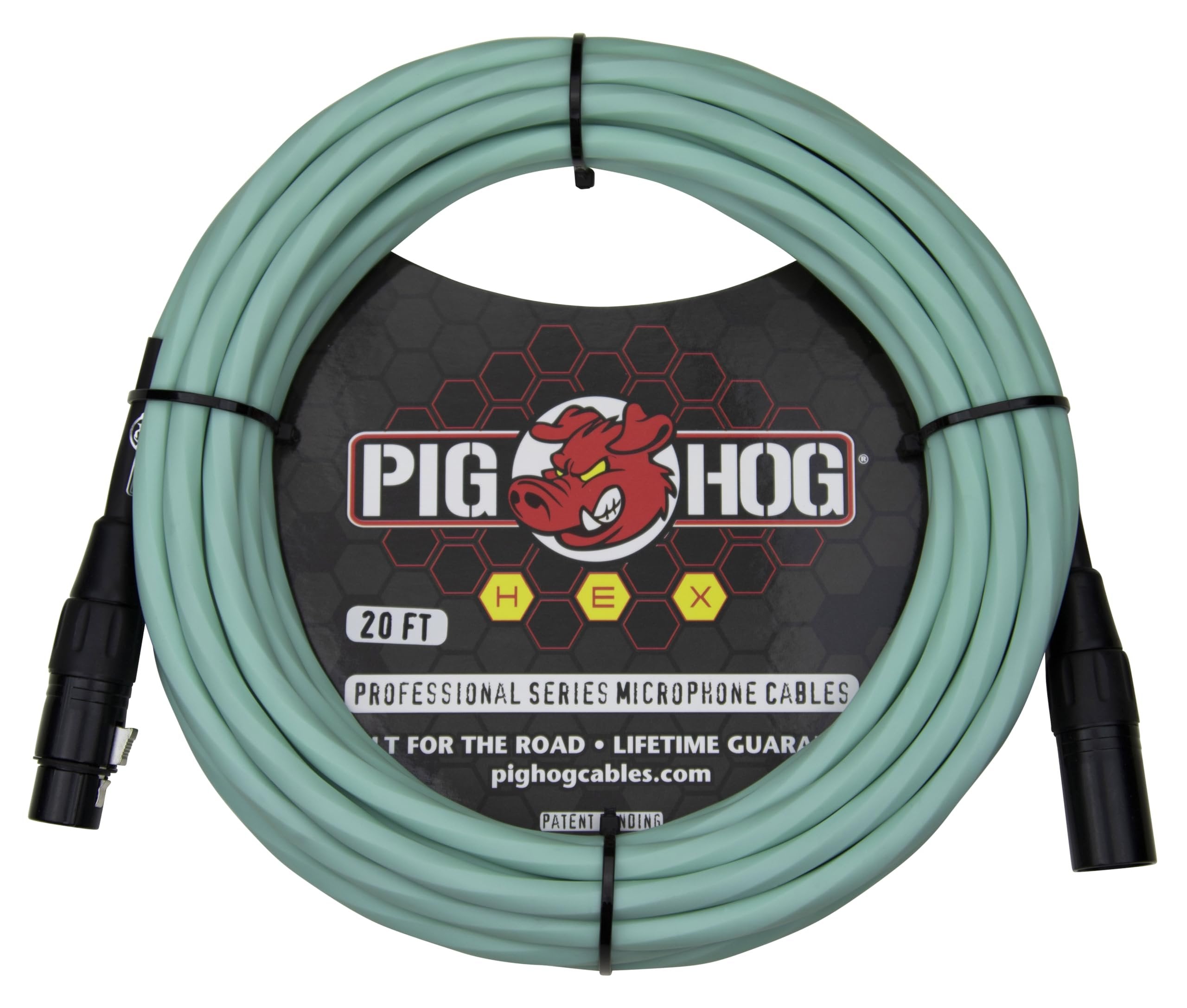 Pig Hog PHMH20SG Hex Series Mic Cable, Seafoam Green 20ft