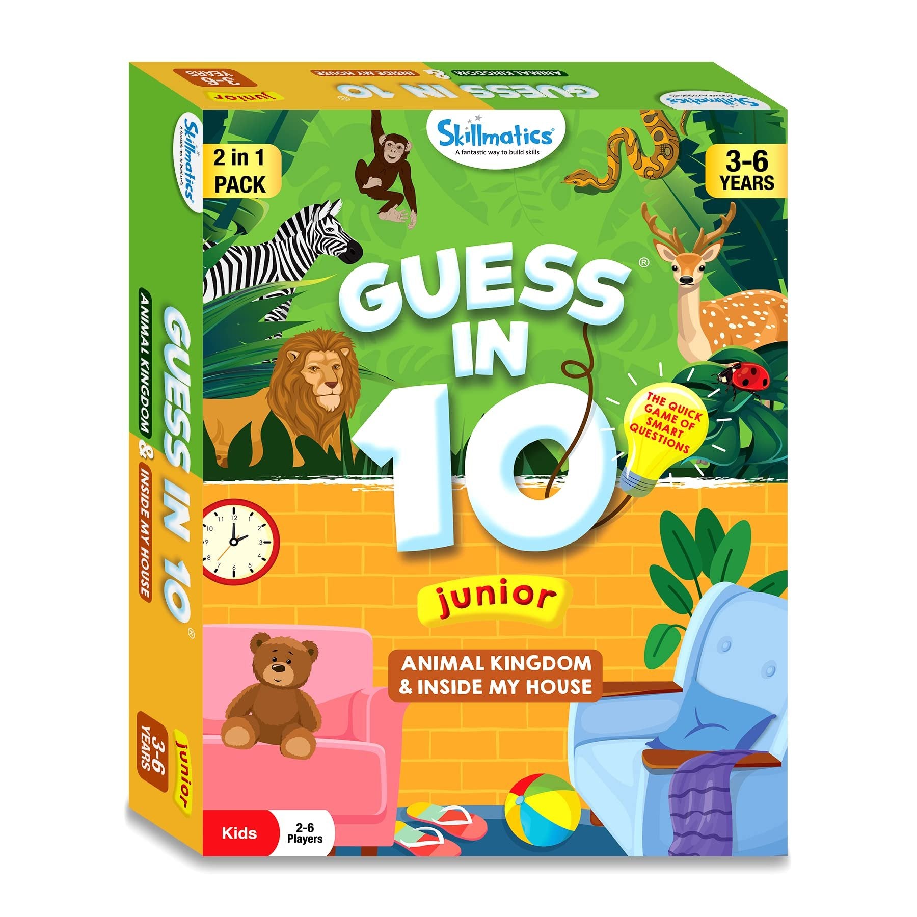 Skillmatics Card Game - Guess in 10 Junior Animals & Inside My House Combo, Quick Game of Smart Questions, Gifts & Fun Learning for Ages 3 to 6