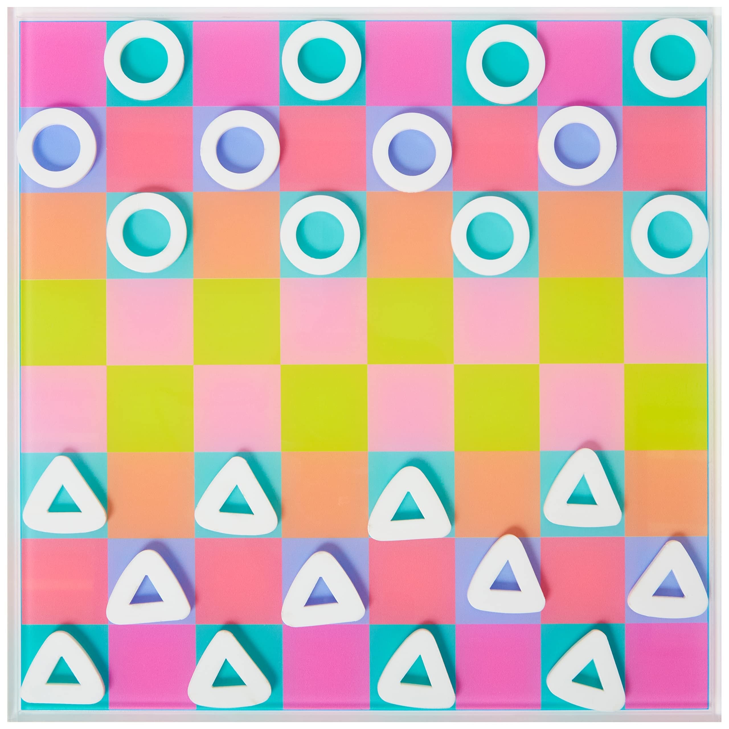 C.R. Gibson GMC-24801 Kailo Chic Acrylic Checkers Board Game Set, 11" x 11", Multicolor, 25pcs