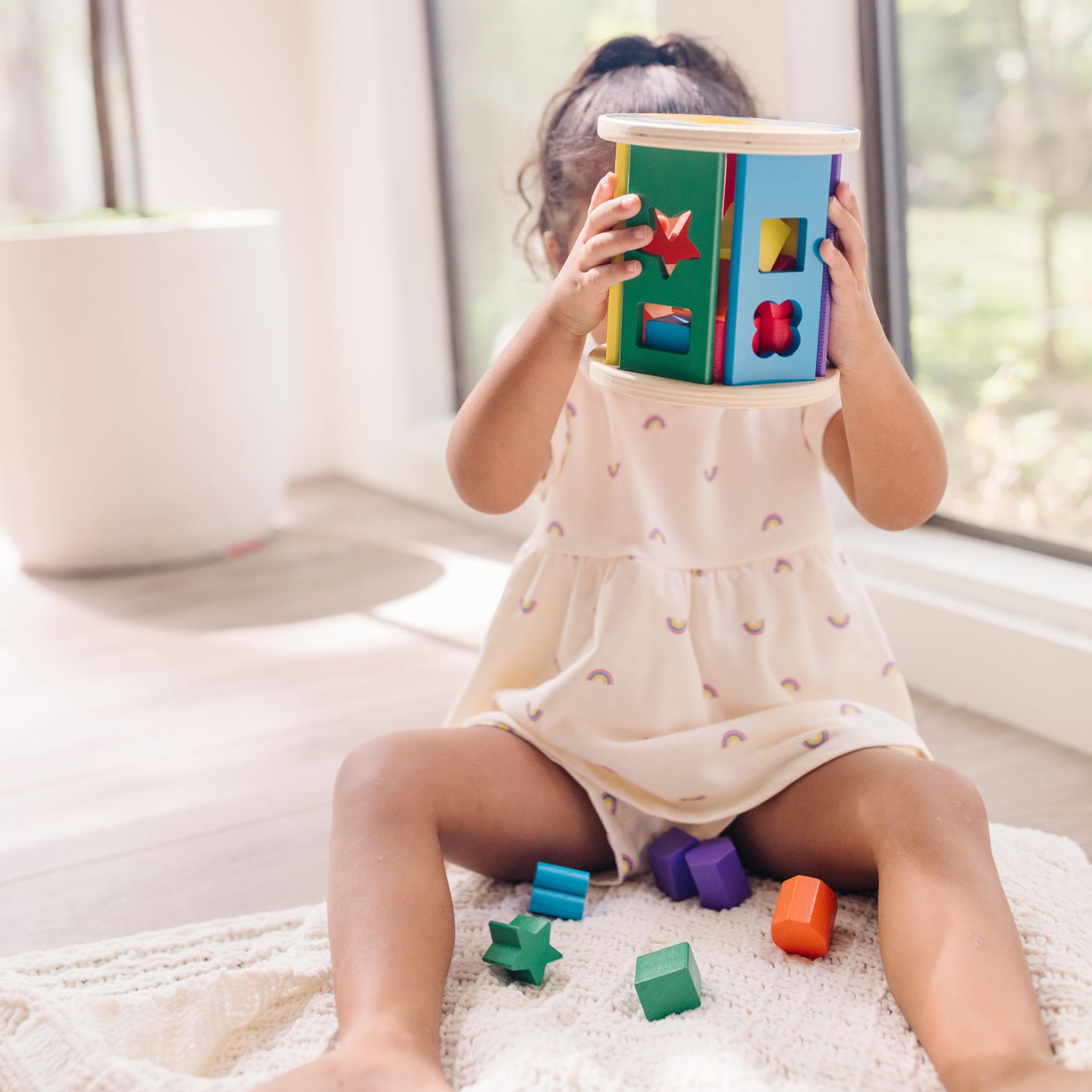 Melissa & Doug Match and Roll Shape Sorter - Classic Wooden Toy