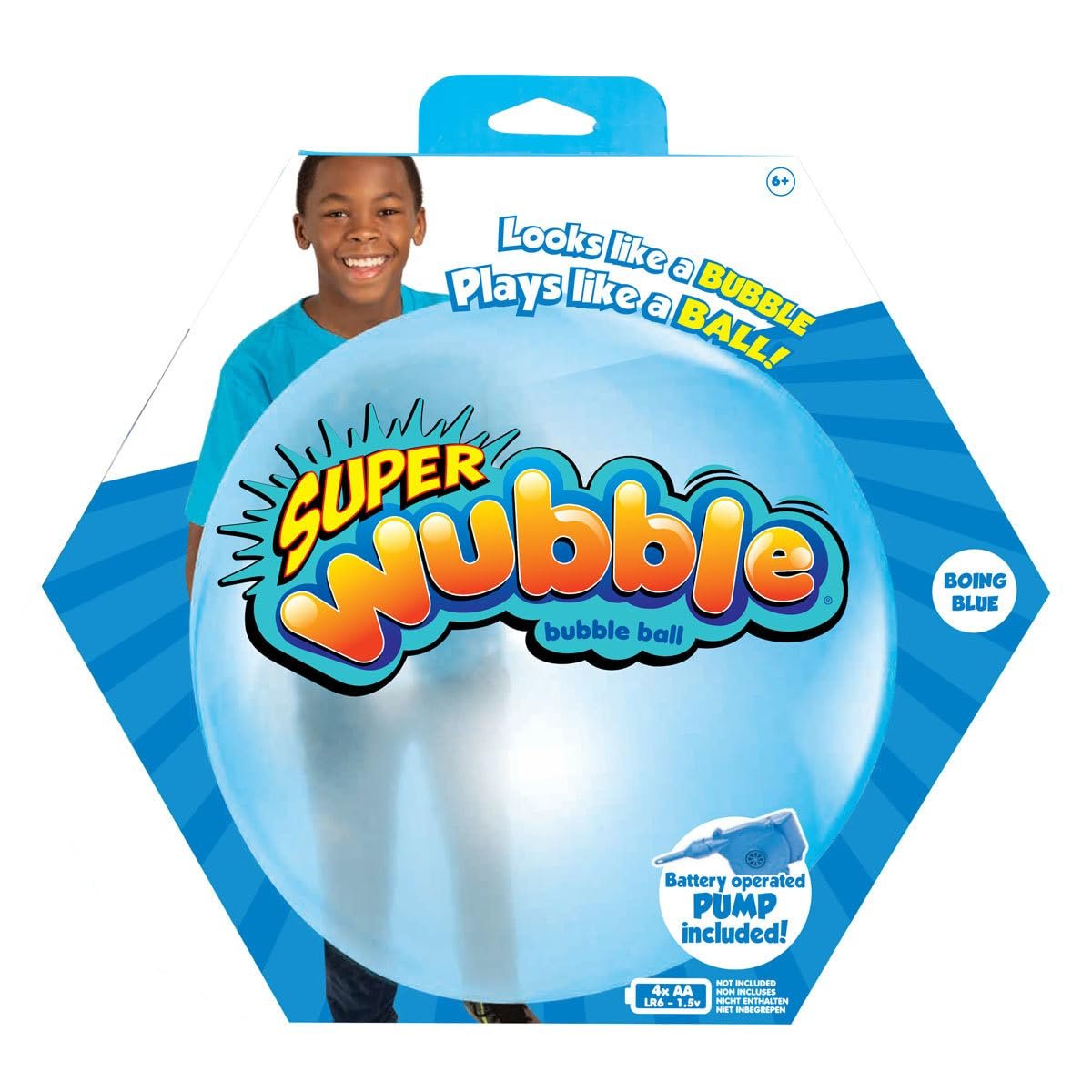 Wubble Super Bubble Ball - Blue (with Pump) | Looks Like a Bubble, Plays Like a Ball! | Inflates to 80cm Tall | Outdoor Garden Toys | Ages 6+ | Packaging May Vary