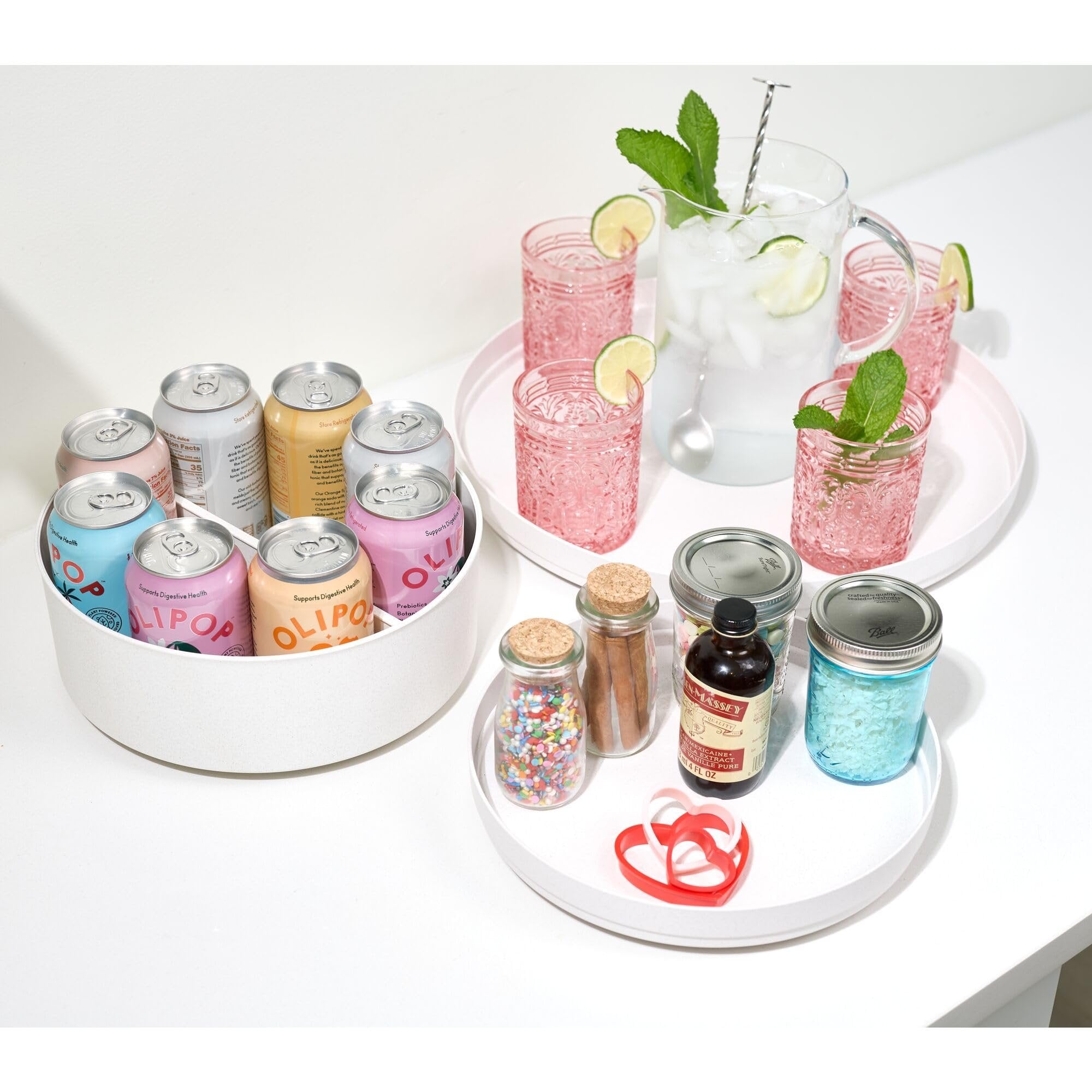 iDesign Recycled Plastic Lazy Susan Turntable Organizer, The Rosanna Pansino Collection – 14.9” L x 14.85” W x 1.6” H, Coconut