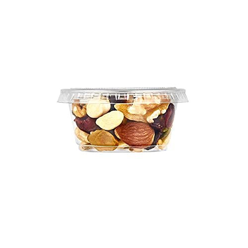 Premium Plastic Portion Cups with Lid (2 Oz.) 50 Pieces - Stackable, Leak-Proof & Crystal Clear, Perfect for Meal Prep, Snacks & Dips