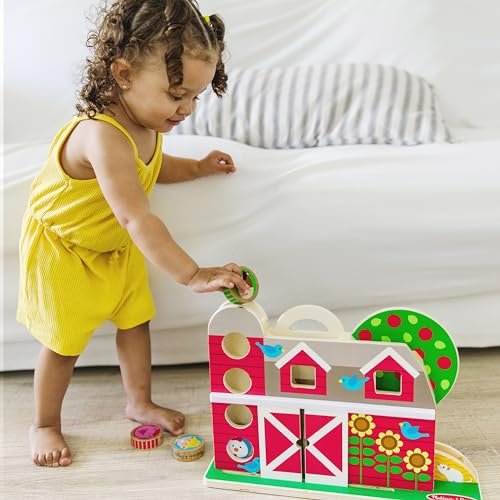 Melissa & Doug GO Tots Wooden Barnyard Tumble with 4 Disks - FSC Certified