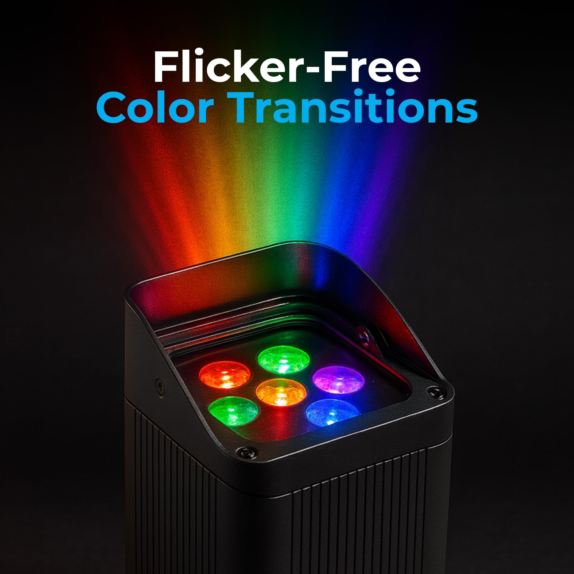 ANTAKIPRO Portable 6X6 Dynamic Stage Lighting – Wireless Battery LED Par Lights, DJ Lighting, Party Lights with 6x18W RGBWAUV, DMX512, Remote, 15°-40° Lens, 15h Runtime (Black)