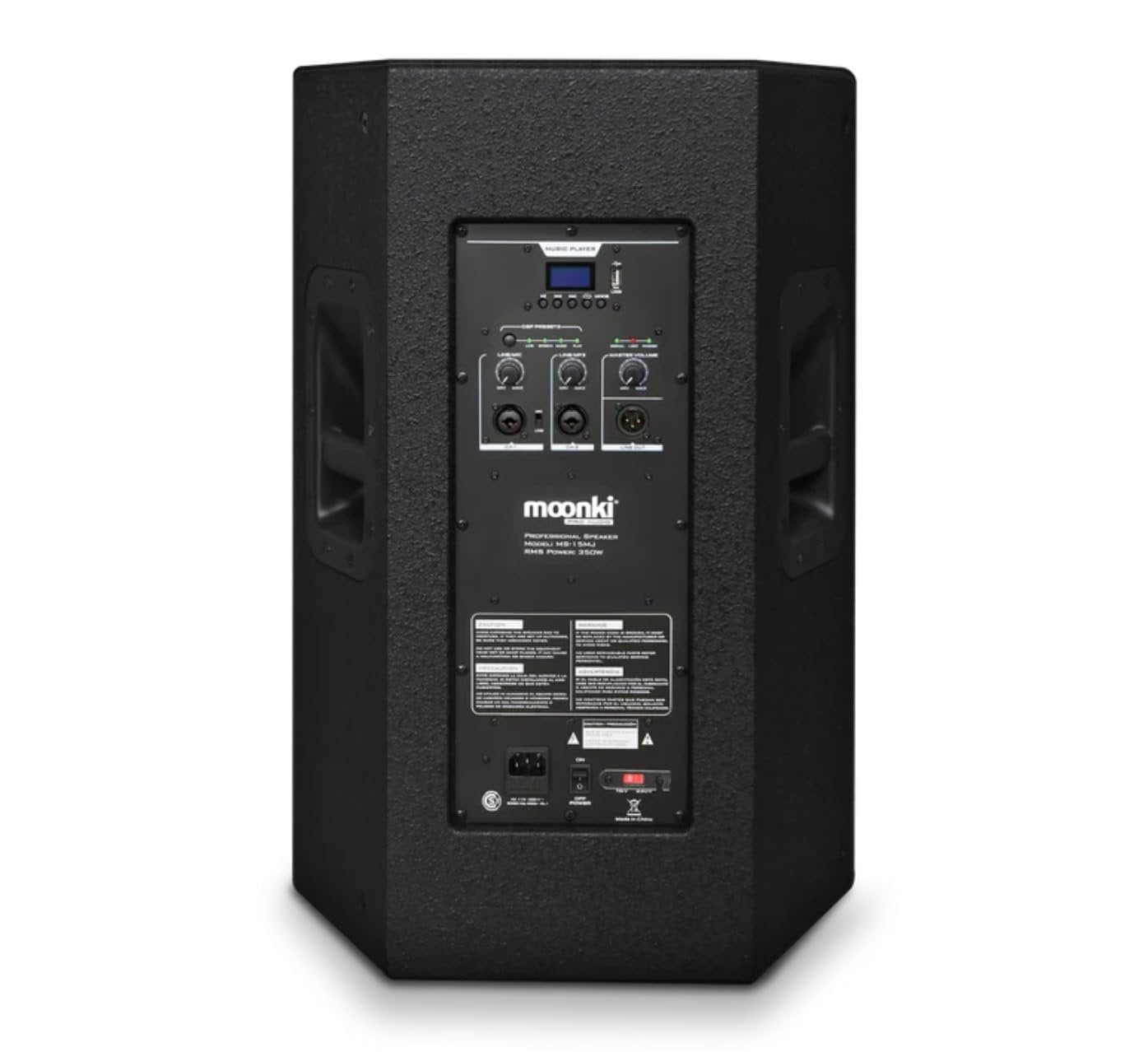 Moonki Sound MS-15MJ Pro Audio DJ Speaker 15-inch Woofer Class D Amplifier with BT Digital Sound Processor