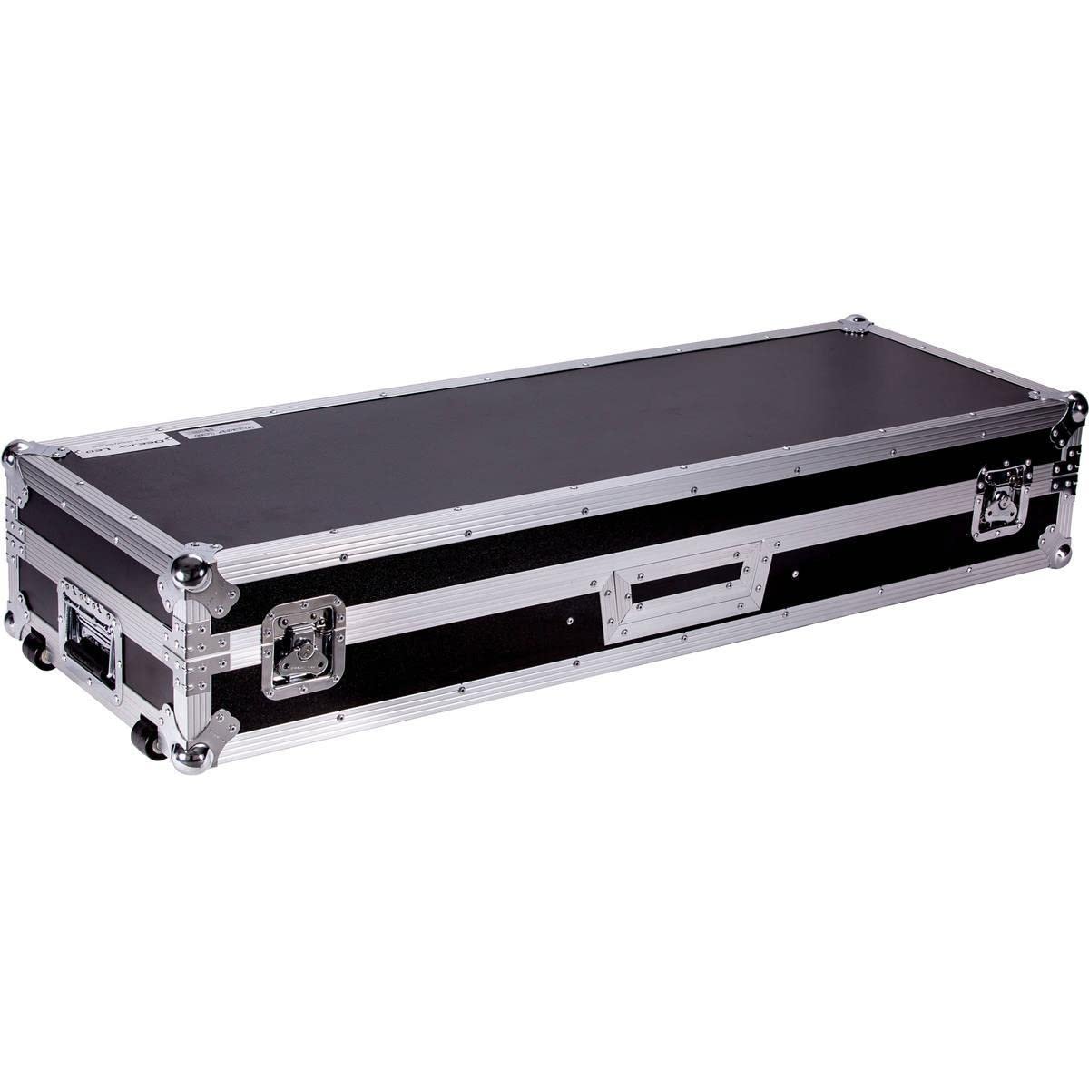 Deejay LED Fly Drive DJ Coffin Case for Two Turntables Plus One 10" Mixer with Laptop Shelf & Low Profile Wheels