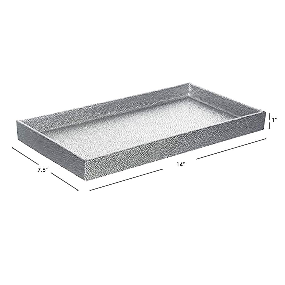 Home Basics Plastic Vanity Tray for Jewelry, Make up, Perfume, Cosmetics, Bathroom or Dresser Organizer, (Silver Texture)