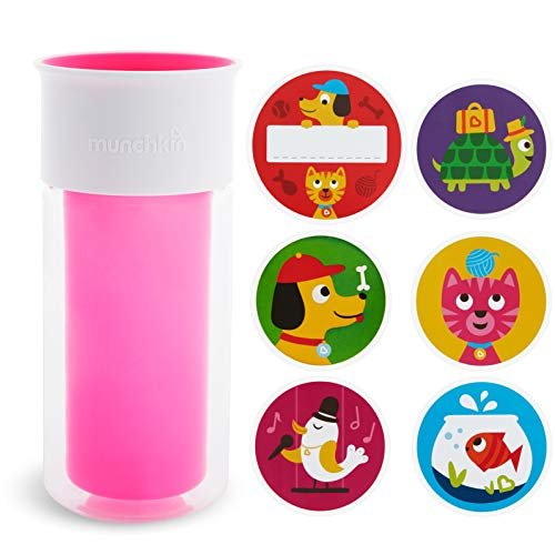 Munchkin® Miracle® 360 Insulated Sippy Cup, Includes Stickers to Customize Cup, 9 Ounce, Pink