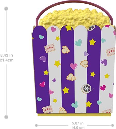 Polly Pocket Un-Box-It Playset, Popcorn Shaped Box Opens to a Movie Theater Adventure, 20 Accessories Including 2 Micro Dolls & 3 Tiny Takeaways