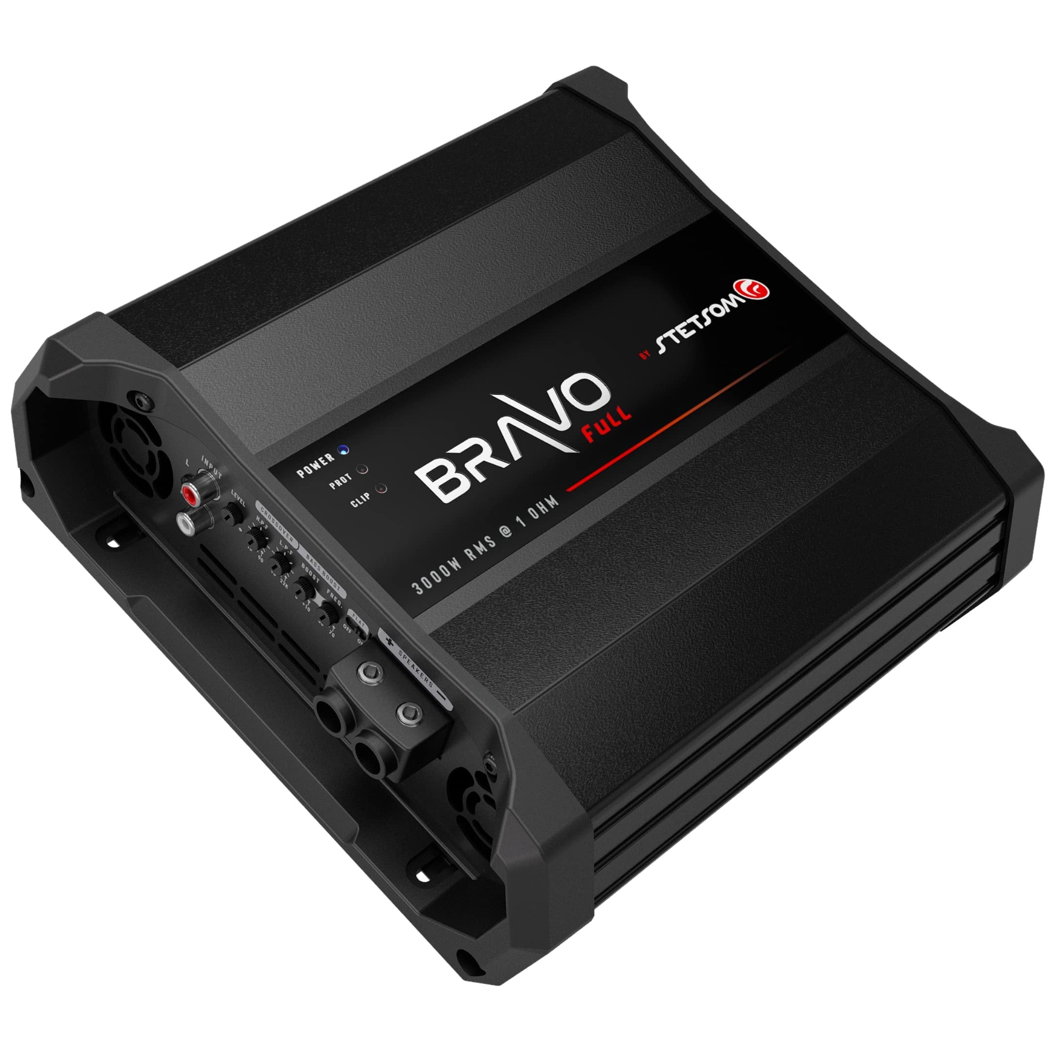 Stetsom Bravo Full 3000 1 Ohm Mono Car Amplifier, 3000.1 3K Watts RMS, 1Ω Stable Car Audio, HD Sound Quality, 3000x1, Crossover & Bass Boost, Car Stereo Speaker Subwoofer MD, Smart Coolers