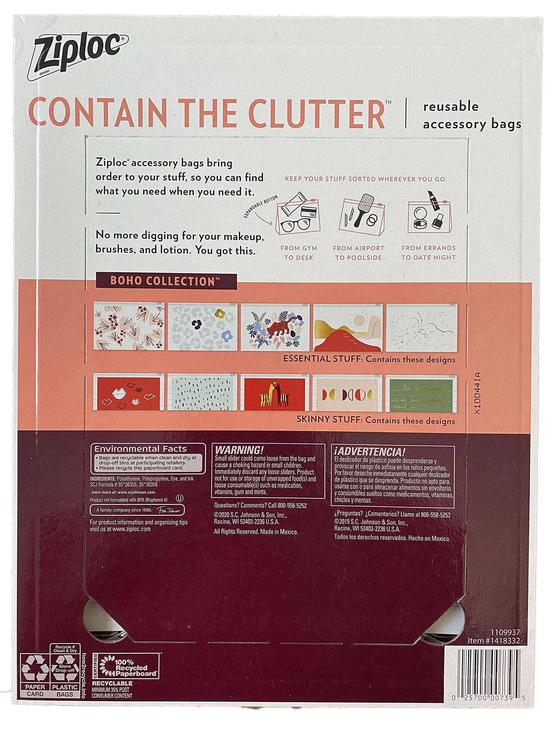 Makeup And Accessory Bags, Contain The Clutter, Use in Gym, Airport, Poolside, Desk, Date Night, Brushes, Lotion (15 Designs Bags) (Boho Collection)