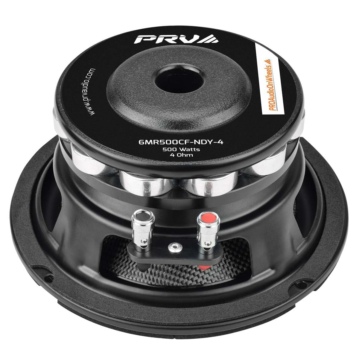 PRV AUDIO Carbon Fiber 6.5" Midrange Speaker 500 Watts 4 Ohm Neodymium 6MR500CF-NDY-4 Water Resistant Pro Audio Loudspeaker for Boat UTV 4-Wheeler Motorcycle (2 Speakers)