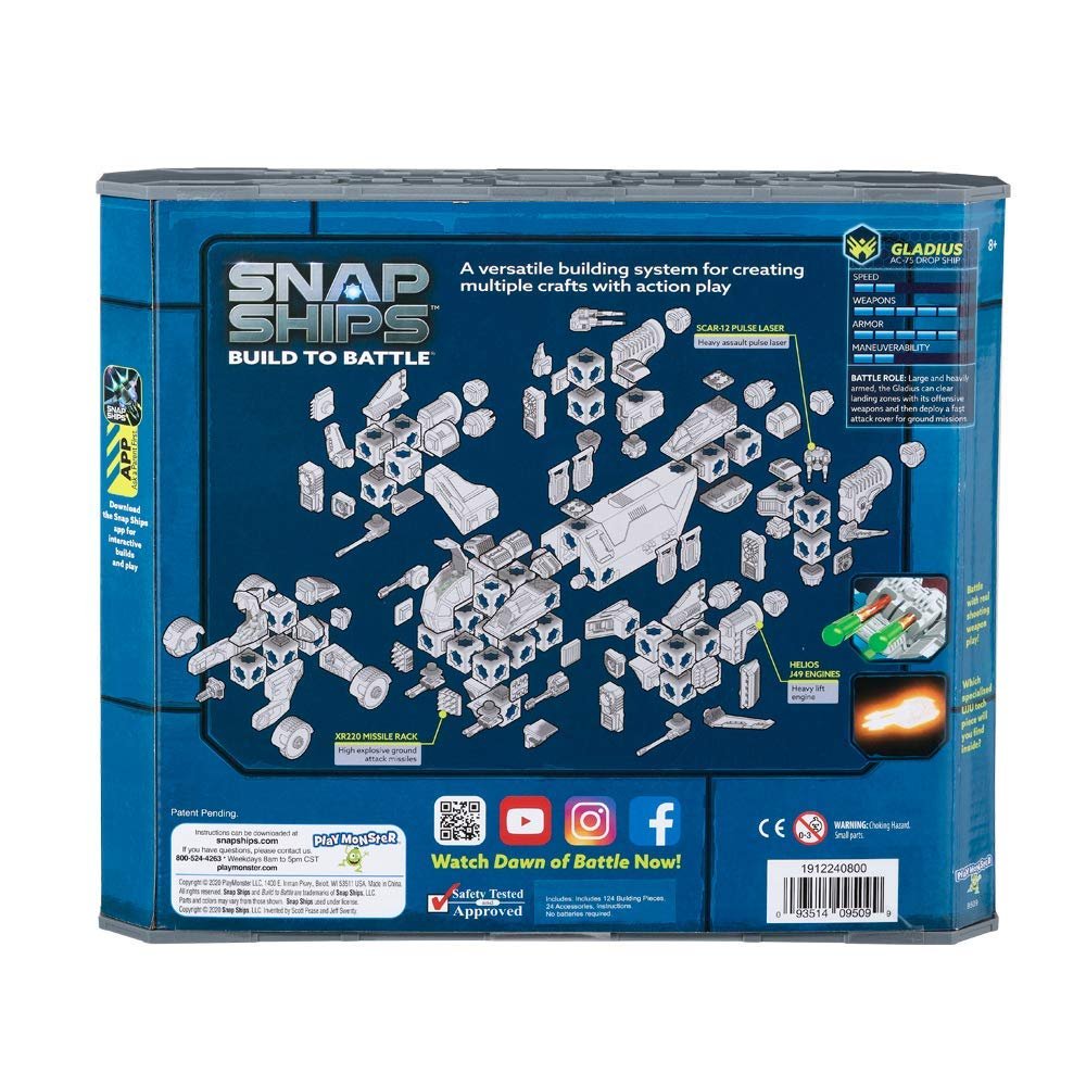 Snap Ships Gladius AC-75 Drop Ship - Construction Toy for Custom Building and Battle Play - Ages 8+