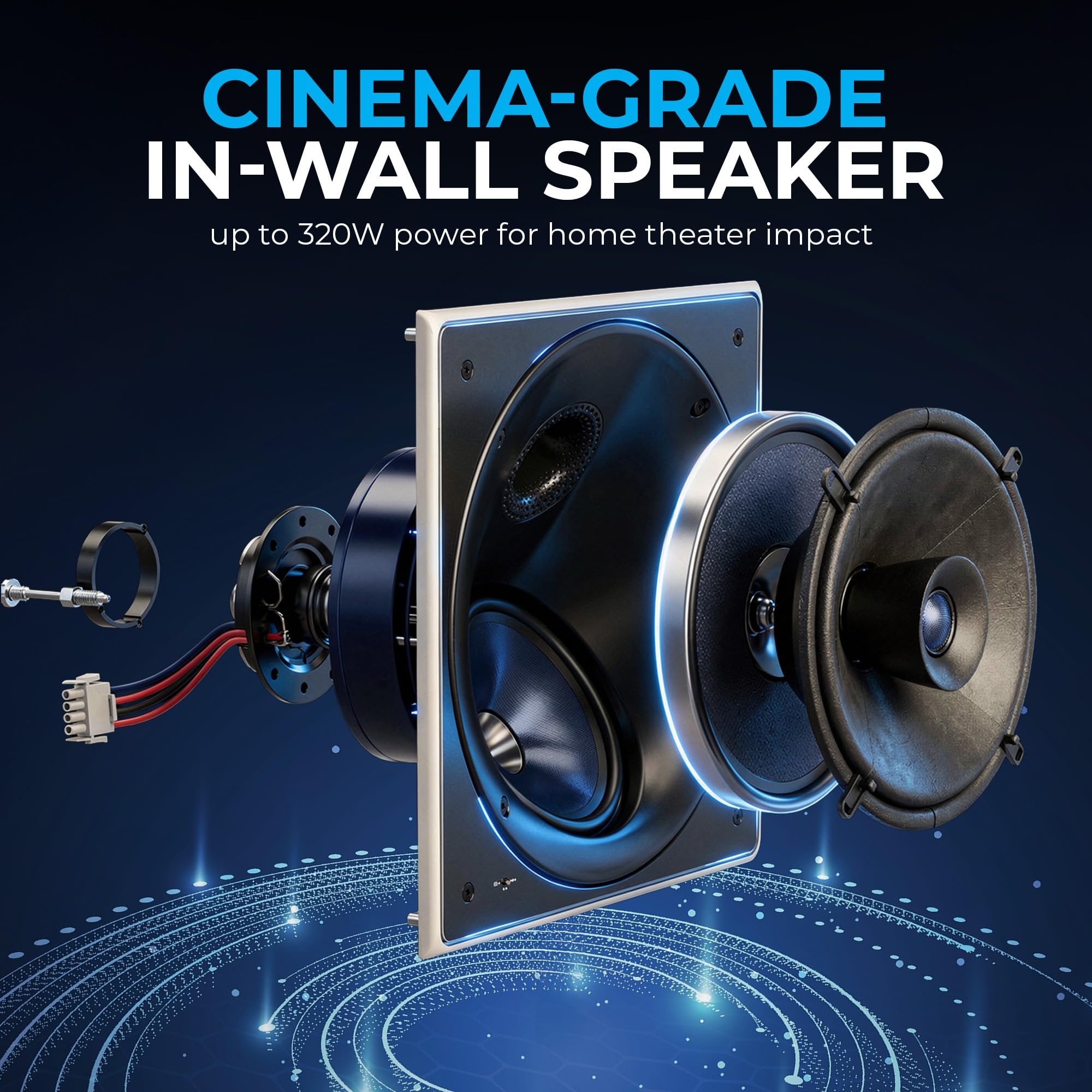 DEEJAY LED 7-Inch Ceiling Speakers, Dual Concentric in-Ceiling Loudspeaker with Rotating Baffle, 320W Peak Power, Flush Mount Ceiling Speaker System for Home Theater or Commercial Audio Installations