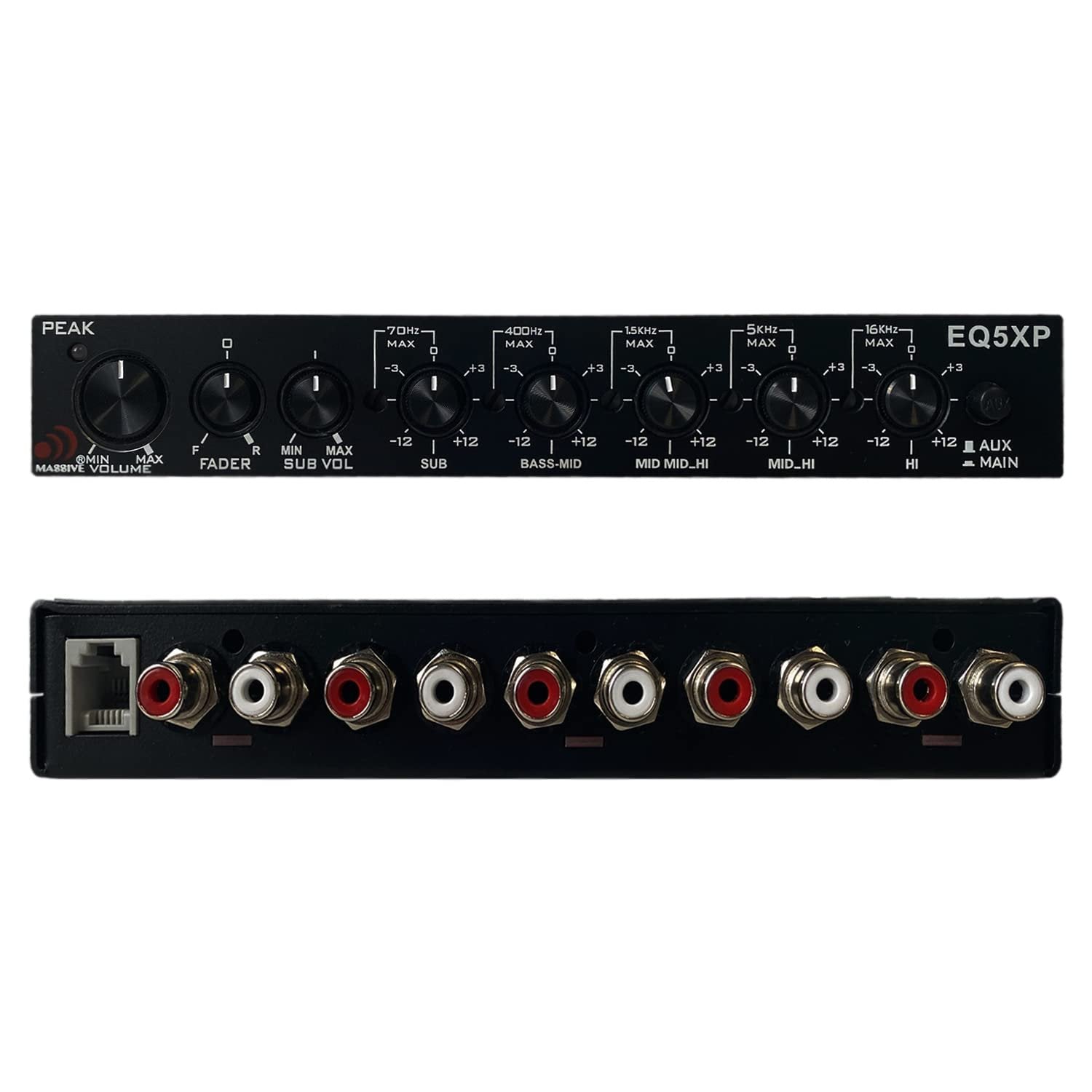 Massive Audio EQ5XP - 5 Band Car Audio Parametric Equalizer and Crossover with Active Front Stage, 6 Channel Output for Quick subwoofer Control and a bandpass Crossover for Your Rear Channels